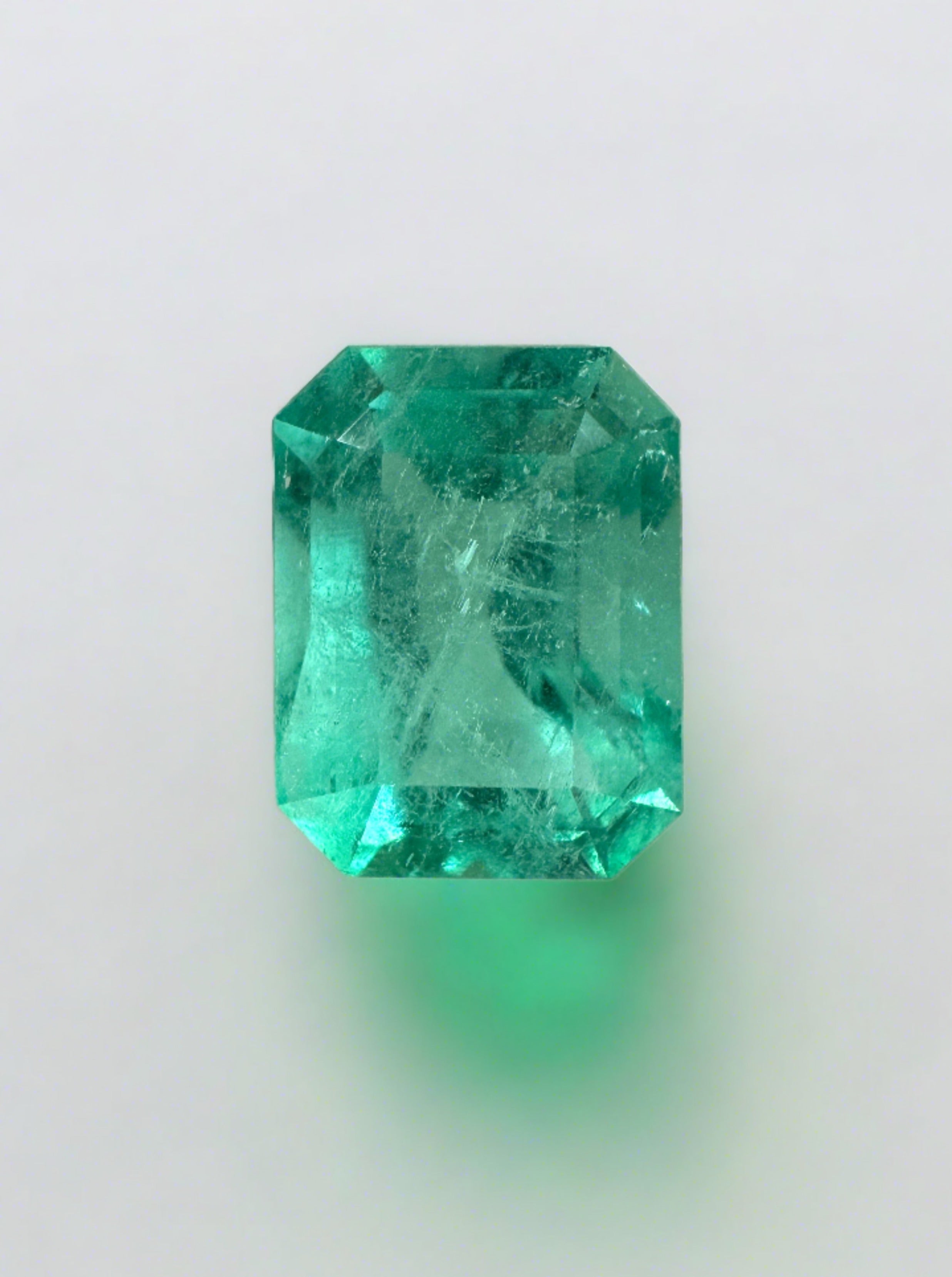 2.71 Carat 9.6x7.4 Medium Bluish Green Natural Loose Colombian Emerald-Emerald Cut - JR Colombian Emeralds