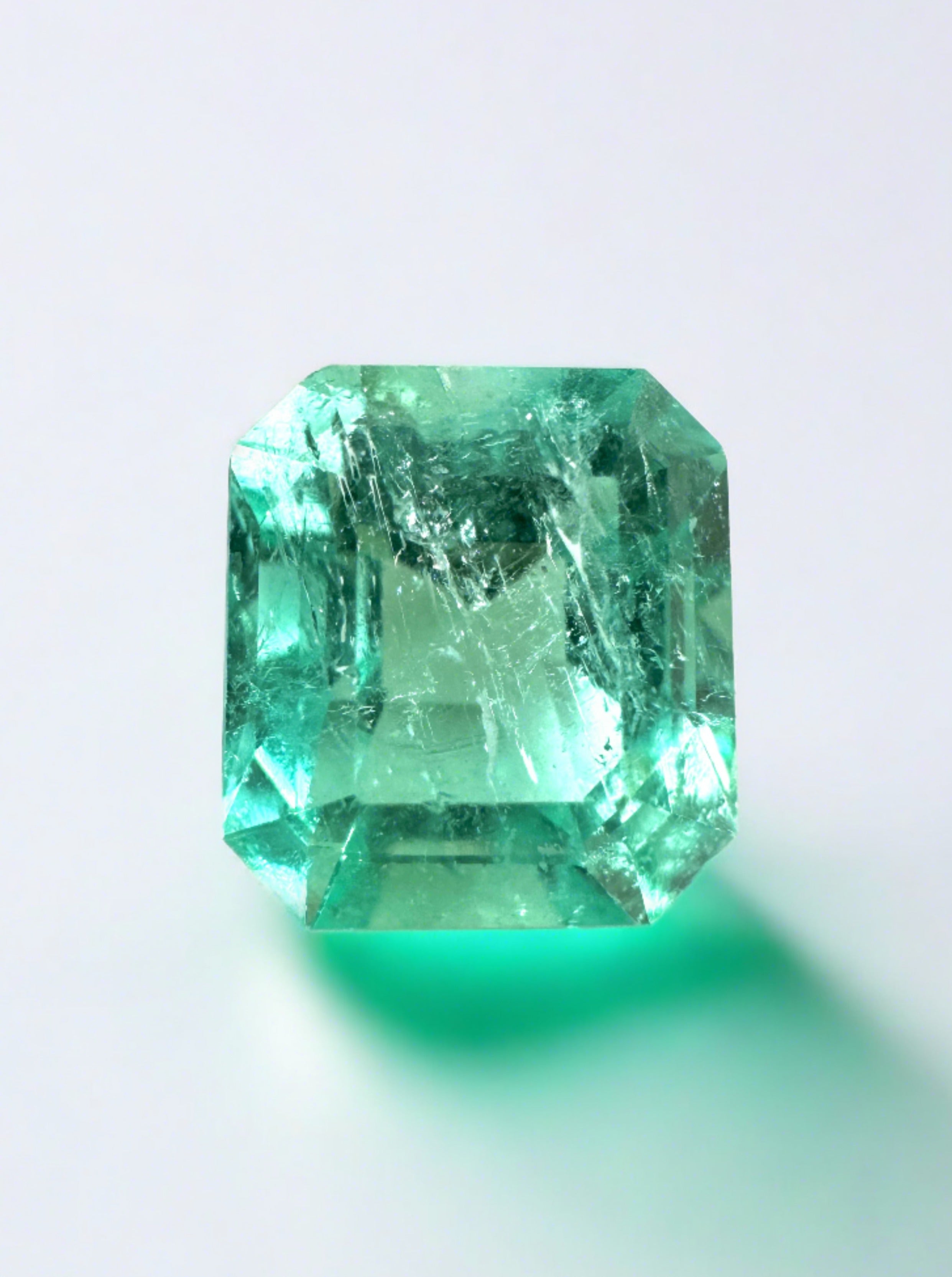 2.73 Carat 9x8 Medium Green Natural Loose Colombian Emerald- Emerald Cut - JR Colombian Emeralds