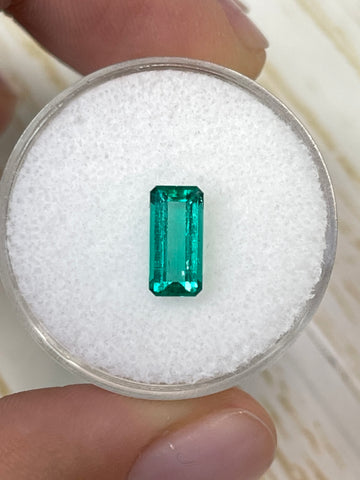 Genuine Colombian Emerald - Elongated Emerald Cut, 0.98 Carat, 9.3x4.5 Dimensions