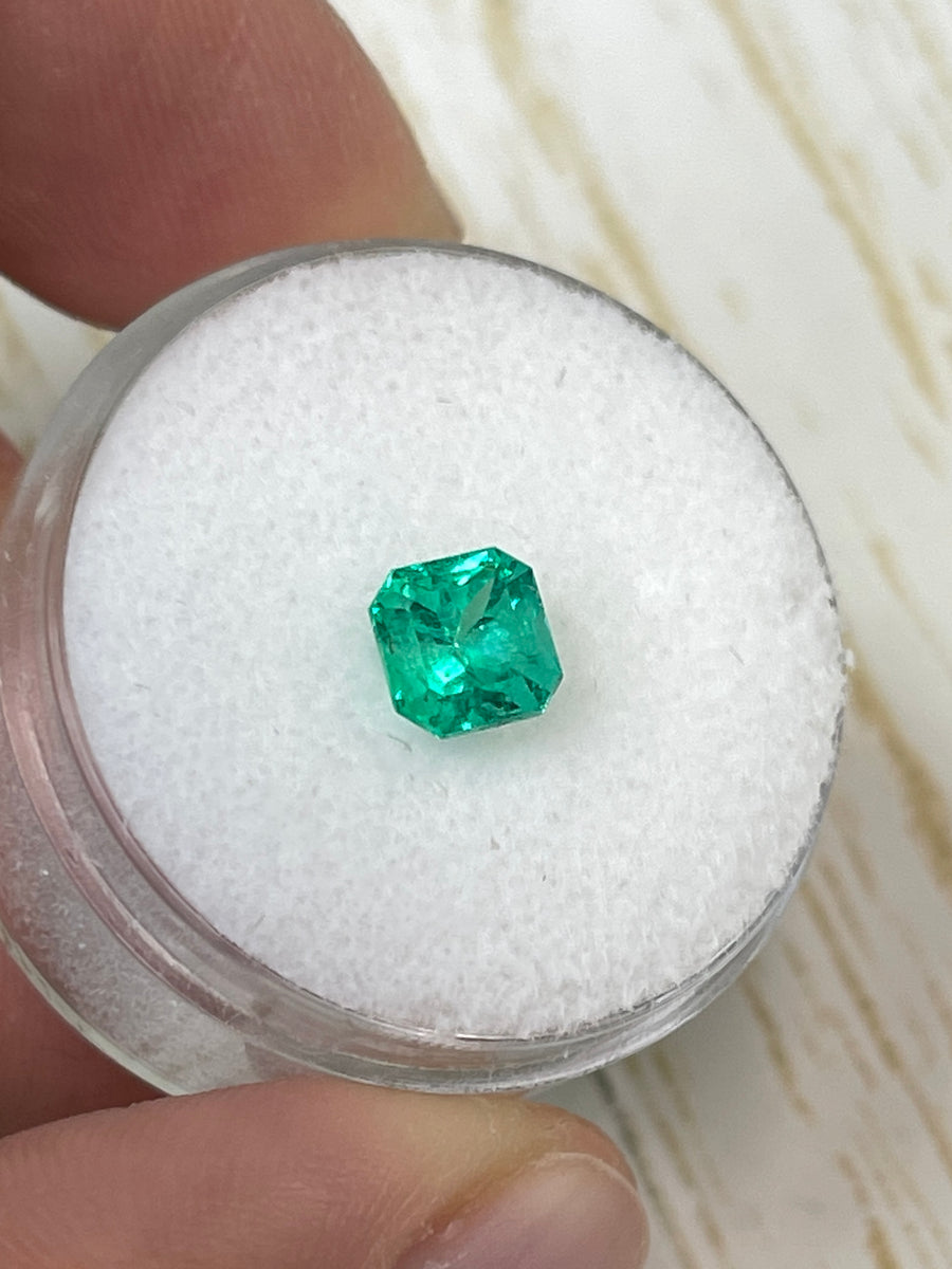 Square-Cut Colombian Emerald: 1.01 Carat Asscher Shaped, Unset and Natural