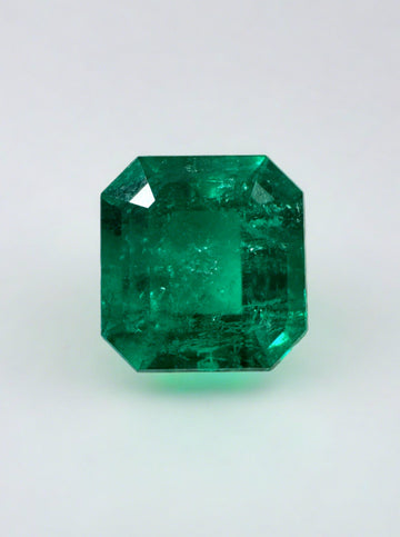 2.88 Carat Minor to Moderate Oil Vivid Muzo Green Natural Loose Colombian Emerald-Asscher Cut