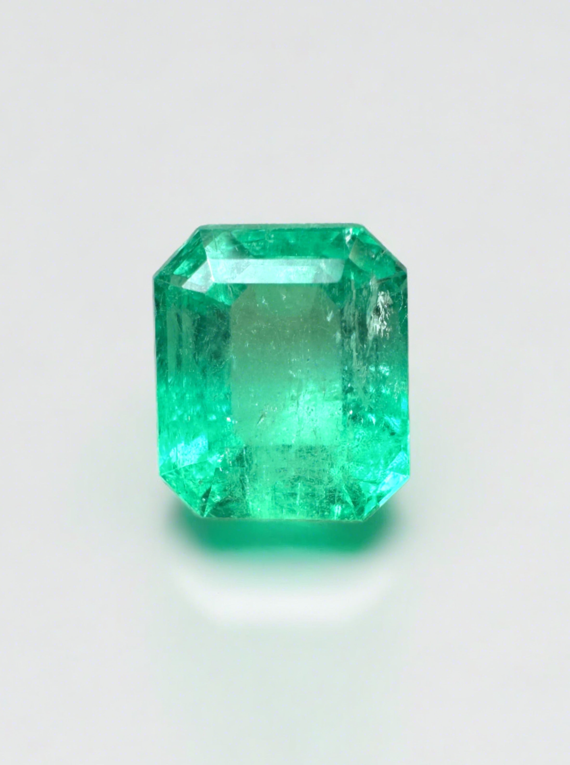 2.91 Carat Yellowish Green Natural Loose Colombian Emerald-Emerald Cut - JR Colombian Emeralds