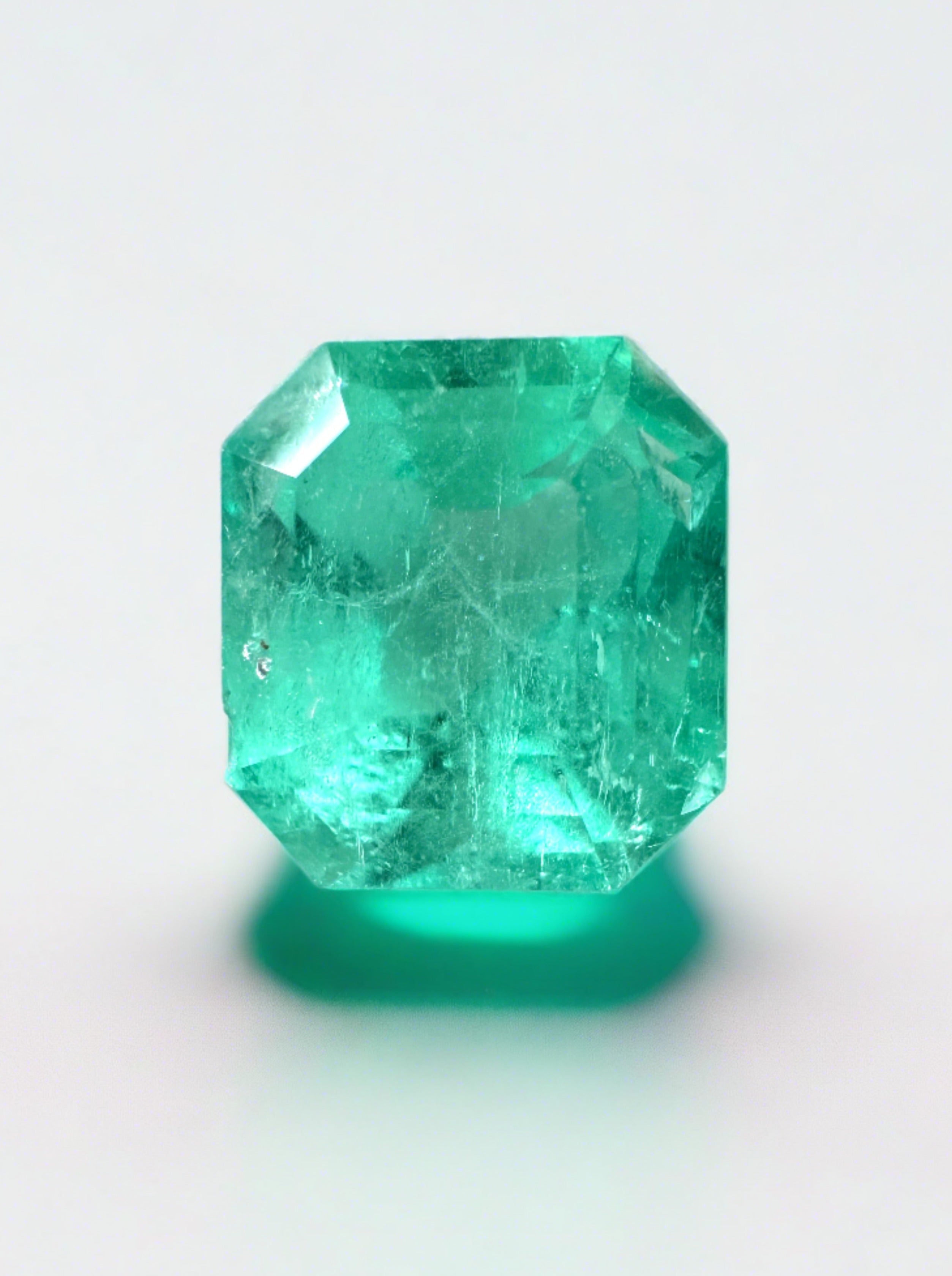 2.92 Carat CHIPPED Natural Loose Colombian Emerald- Asscher Cut - JR Colombian Emeralds