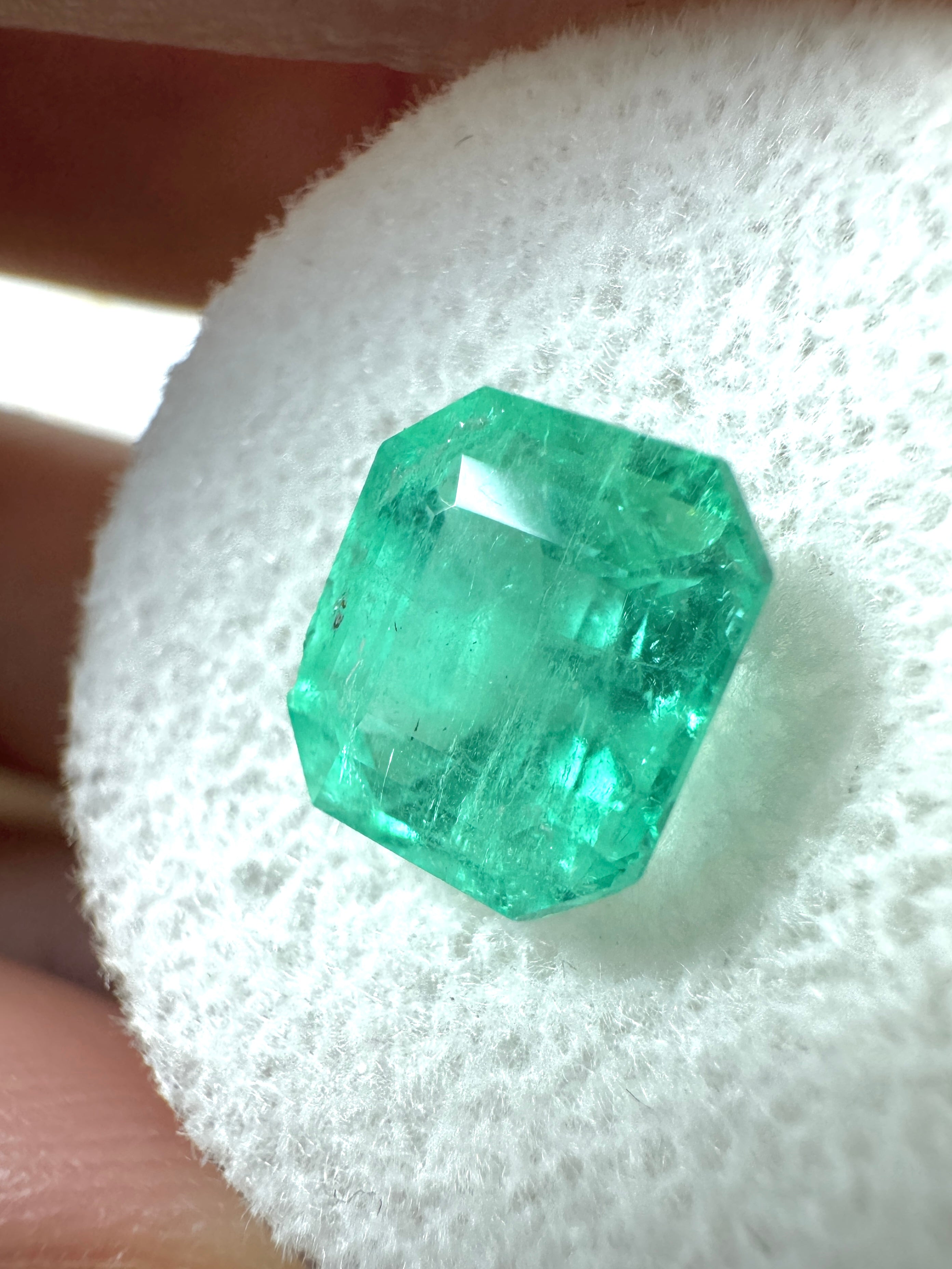 2.92 Carat CHIPPED Natural Loose Colombian Emerald- Asscher Cut - JR Colombian Emeralds