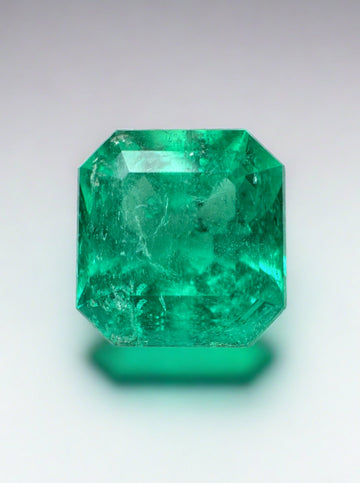 2.95 Carat Rich Medium Green Natural Loose Colombian Emerald-Asscher Cut