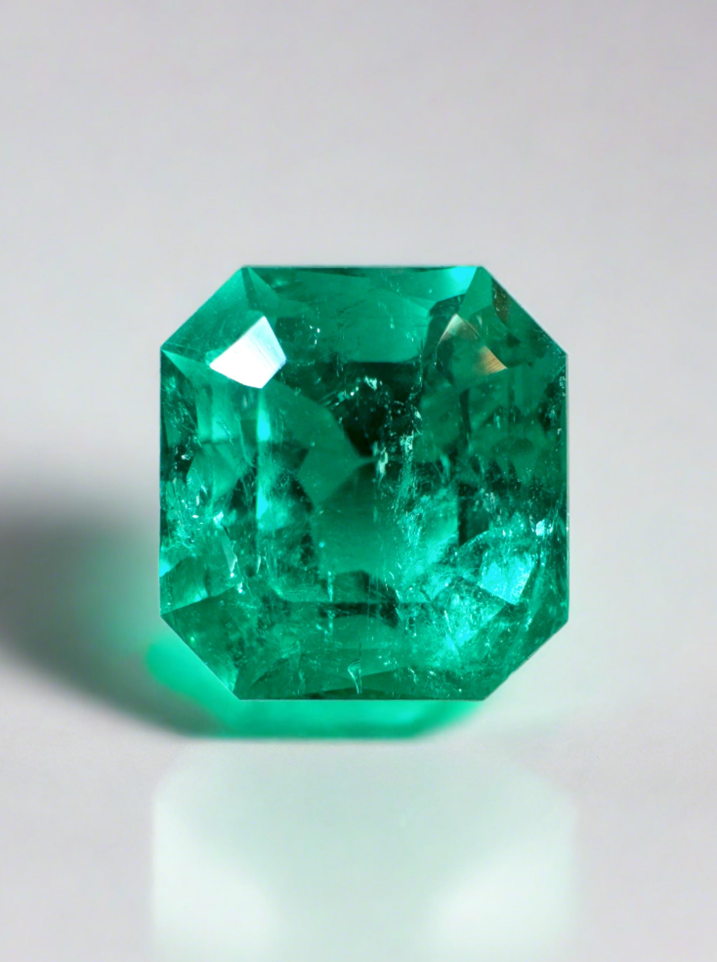 2.98 Carat GLOWING Vivid Green Natural Loose Colombian Emerald- Asscher Cut - JR Colombian Emeralds