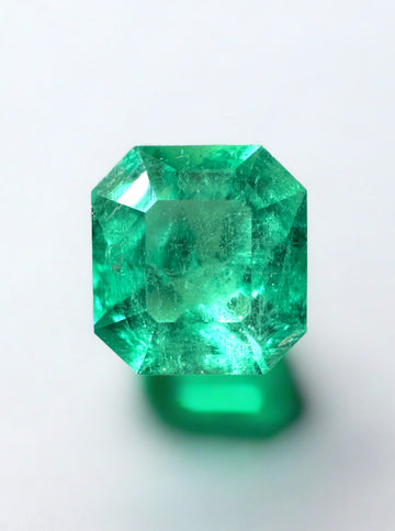3.01 Carat 9x8.5 Yellowish Natural Loose Colombian Emerald- Emerald Cut