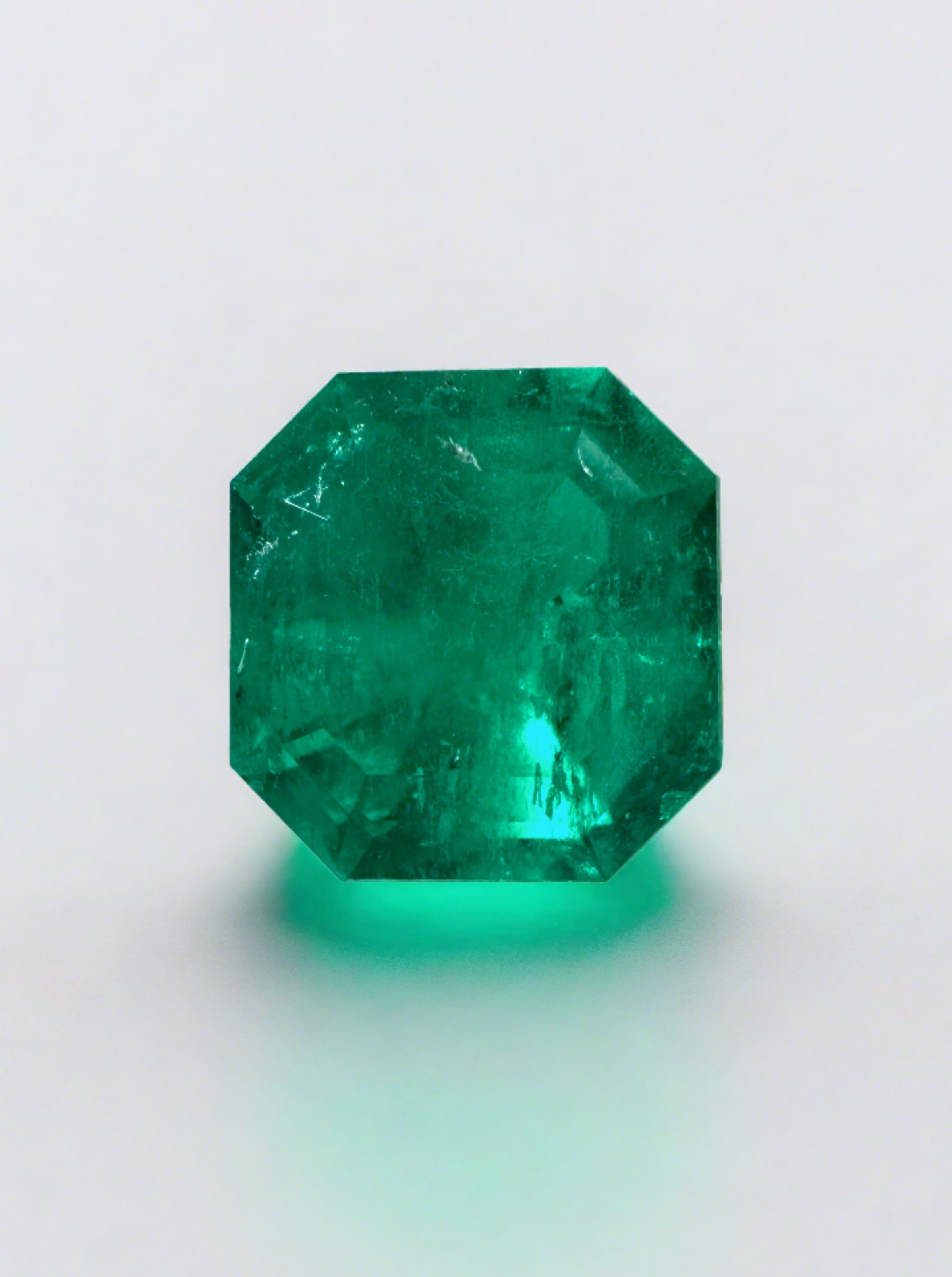 3.01 Carat Minor Oil 8.8x8.4 Vivid Muzo Colombian Emerald-Asscher Cut with Clipped Corners - JR Colombian Emeralds