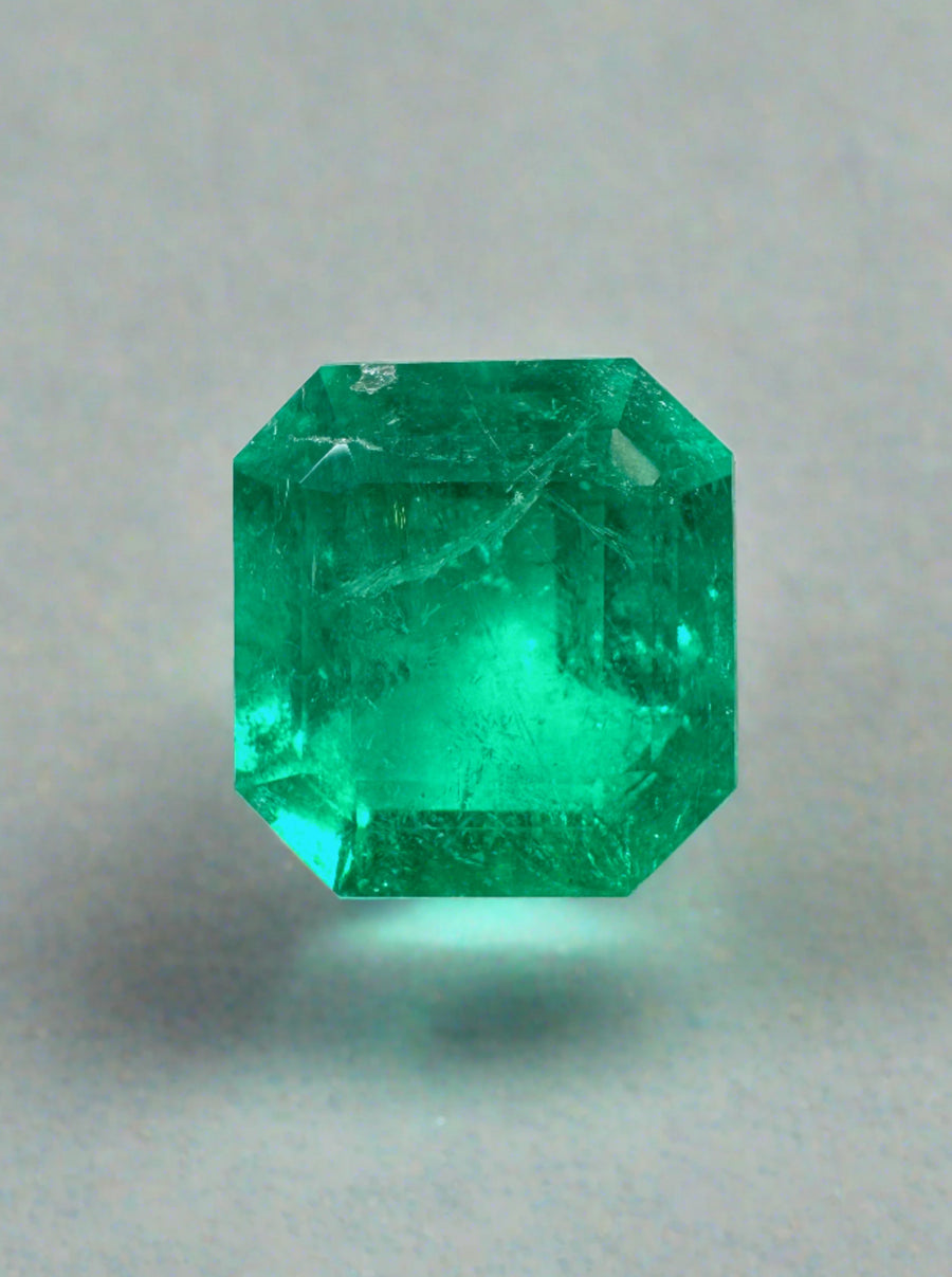 3.05 Carat Intense Green Natural Loose Colombian Emerald-Asscher Cut