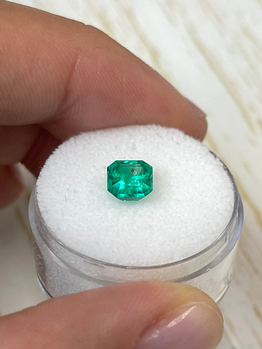 1.21 Carat Asscher Cut Emerald: Brilliant Unset Colombian Gem