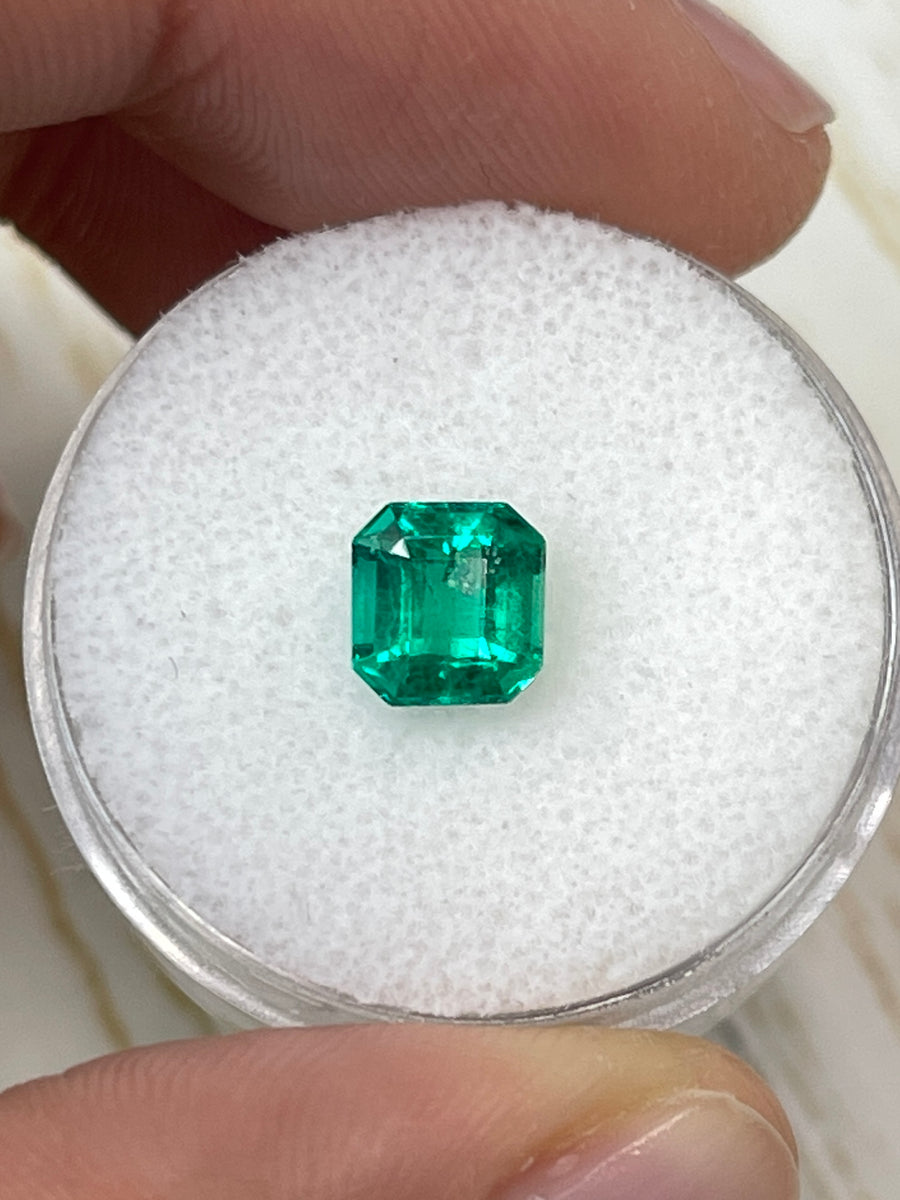 Unset Colombian Emerald: 1.21 Carat Vivid Green Asscher Cut Gem
