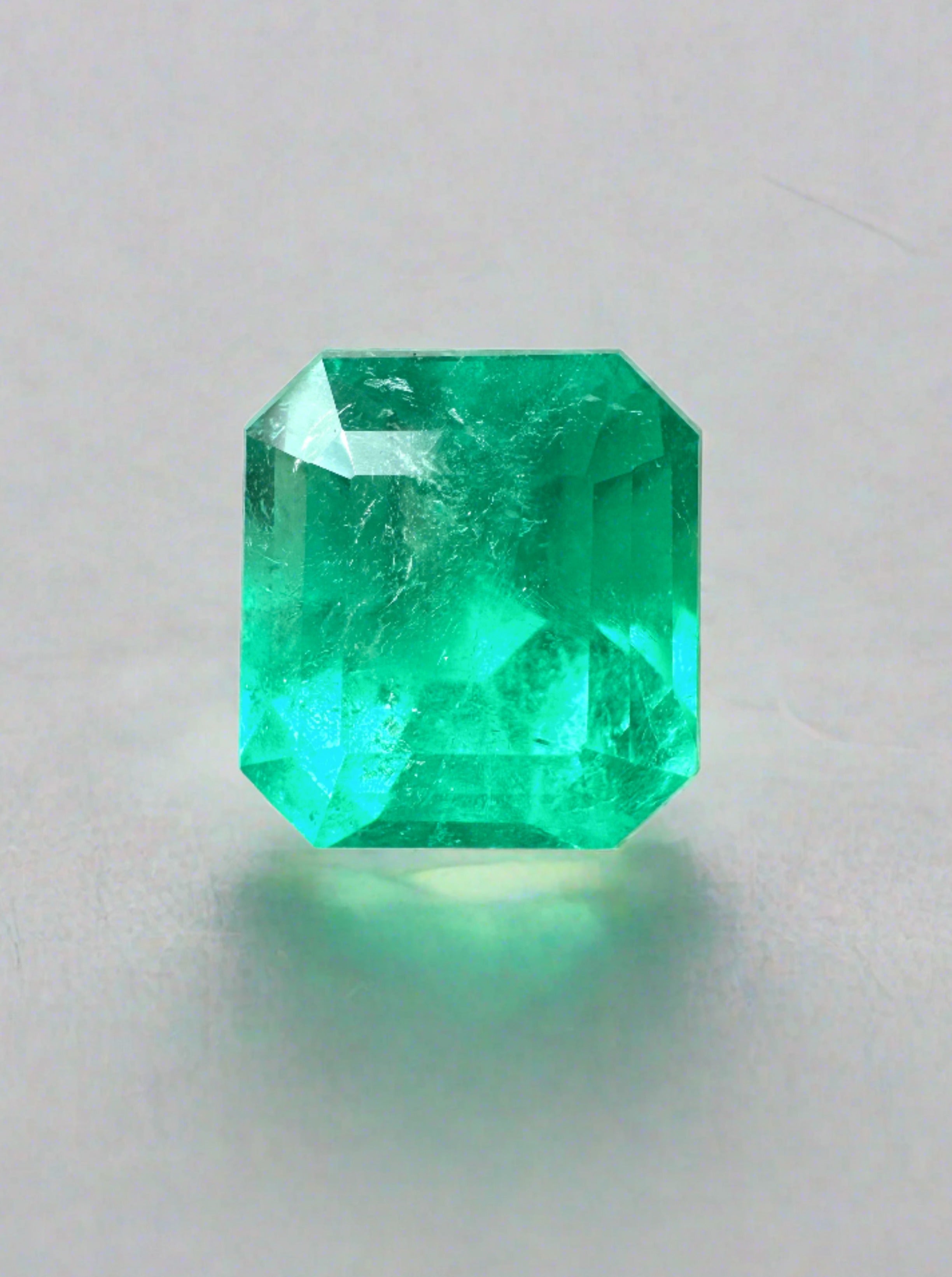 3.22 Carat Moody Bluish Green Natural Loose Colombian Emerald- Emerald Cut - JR Colombian Emeralds