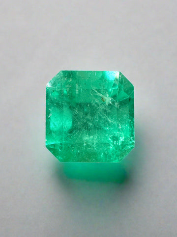 3.28 Carat 8.6x8.2 Spring Green Natural Loose Colombian Emerald-Asscher Cut