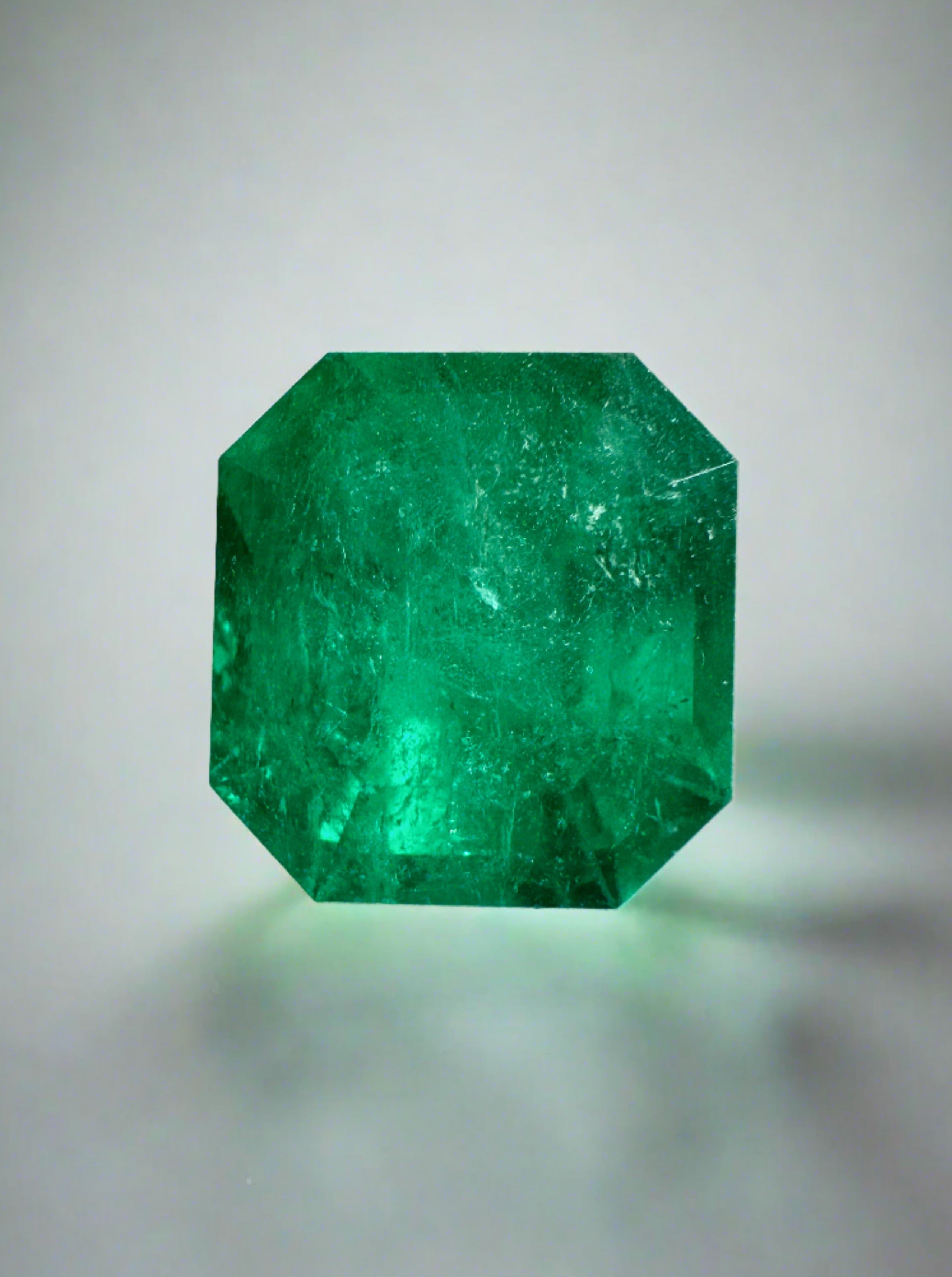 3.33 Carat 9x8.5 Vivid Muzo Colombian Emerald-Asscher Cut with Clipped Corners - JR Colombian Emeralds