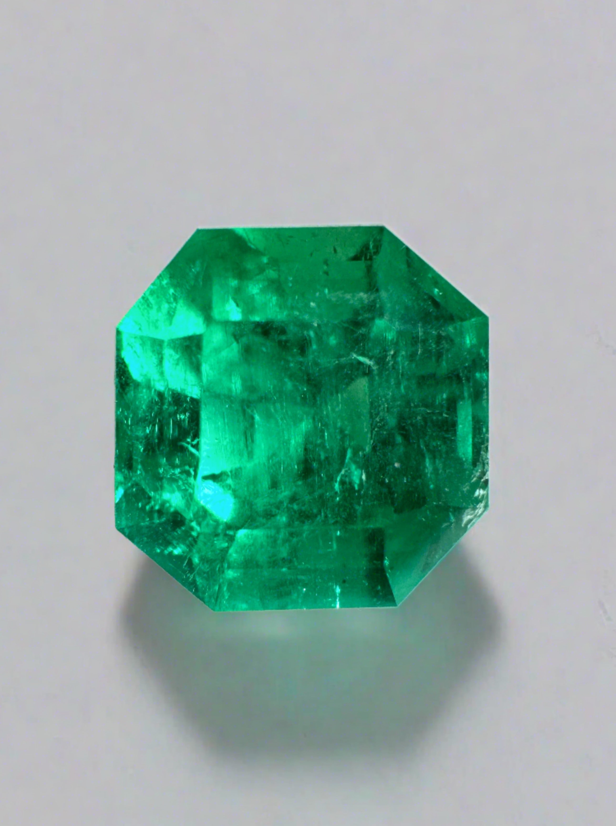 3.34 Carat AAA+ 9x9 Vivid Bluish Natural Loose Colombian Emerald-Asscher Cut - JR Colombian Emeralds