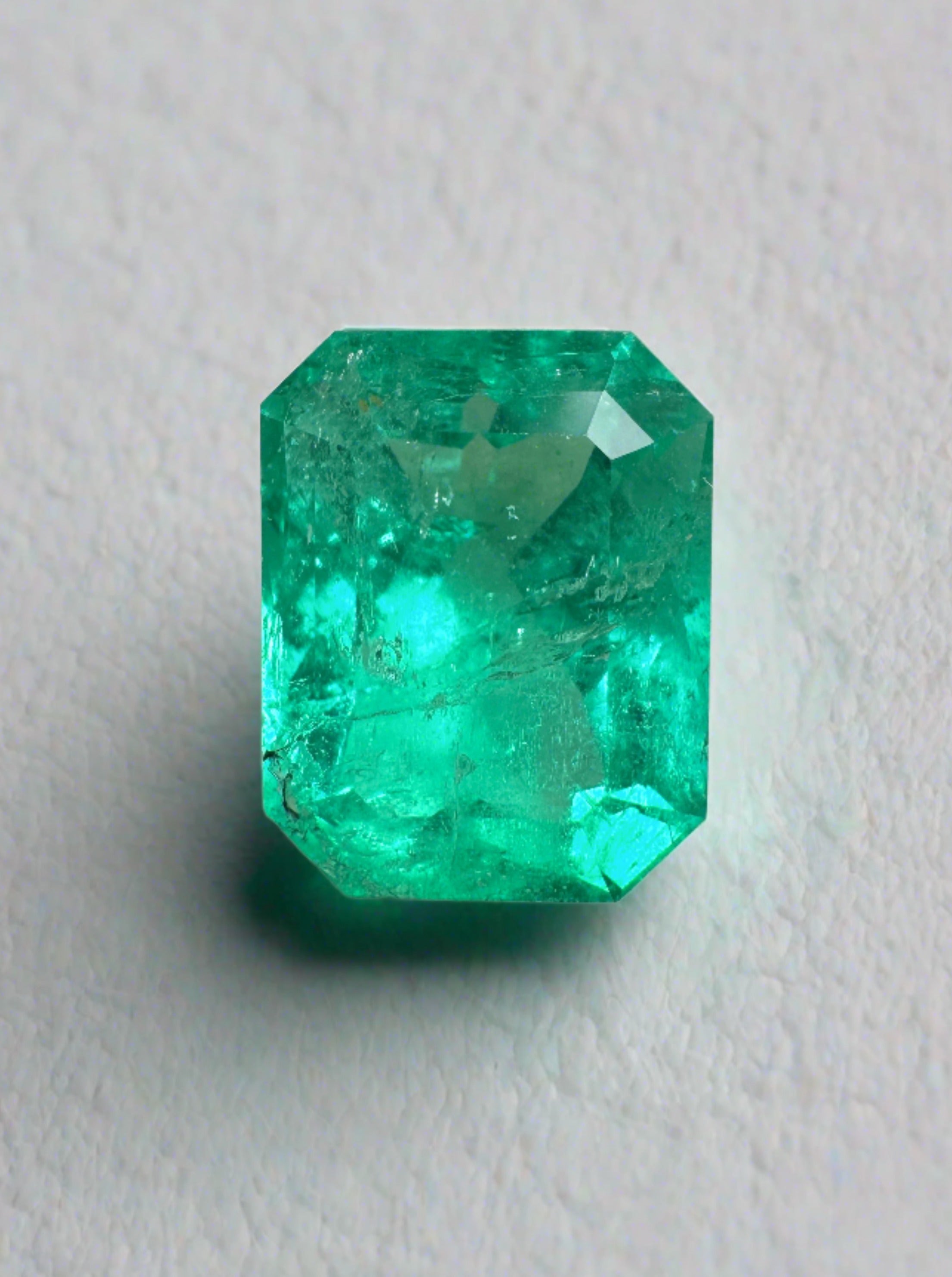 3.41 Carat 10x8 Medium Bluish Green Loose Colombian Emerald- Emerald Cut - JR Colombian Emeralds