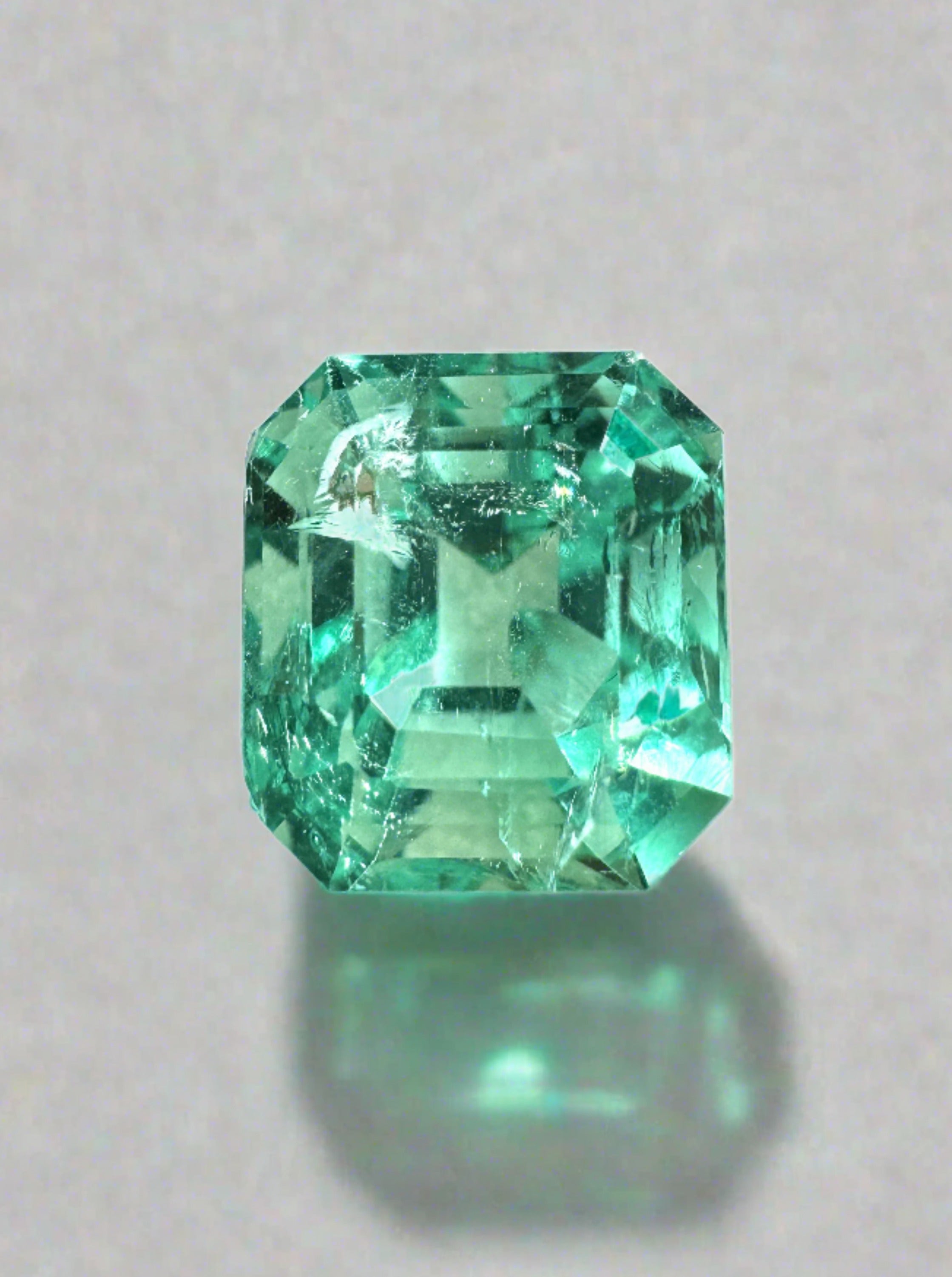 3.41 Carat 9x8 Astrological Green Natural Loose Colombian Emerald- Emerald Cut - JR Colombian Emeralds