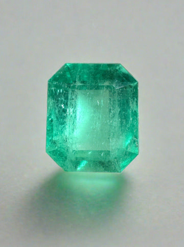 3.42 Carat 10x8.5 Glowy Bluish Green Natural Loose Colombian Emerald-Emerald Cut