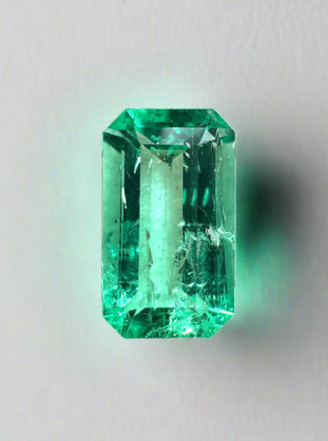 3.42 Carat 13x7.6 GLOWING Elongated Green Natural Loose Colombian Emerald- Emerald Cut