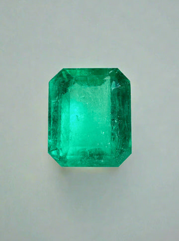 3.53 Carat 10x8 Medium Bluish Green Loose Colombian Emerald- Emerald Cut
