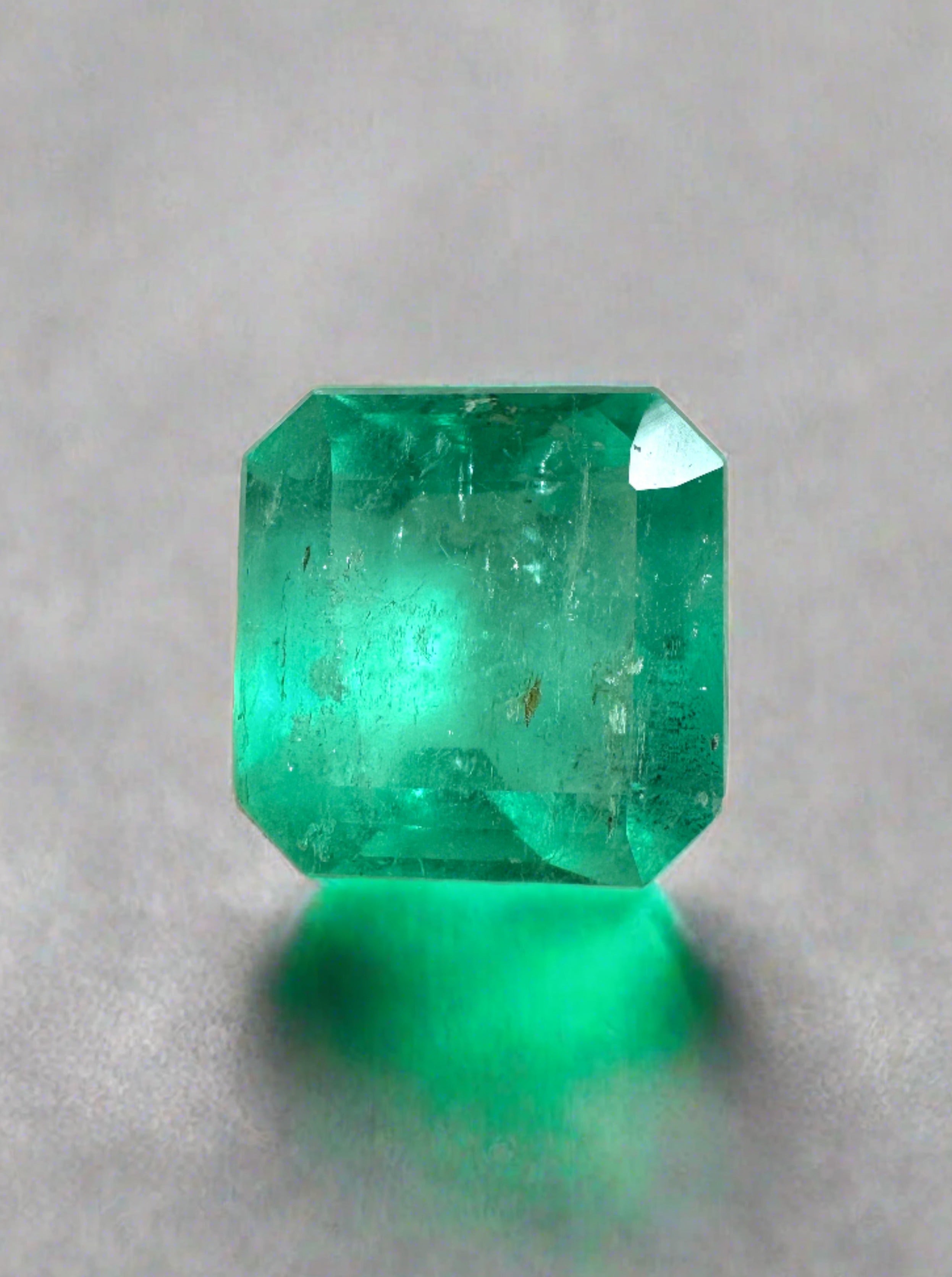 3.66 Carat Freckled Natural Loose Colombian Emerald-Asscher Cut - JR Colombian Emeralds