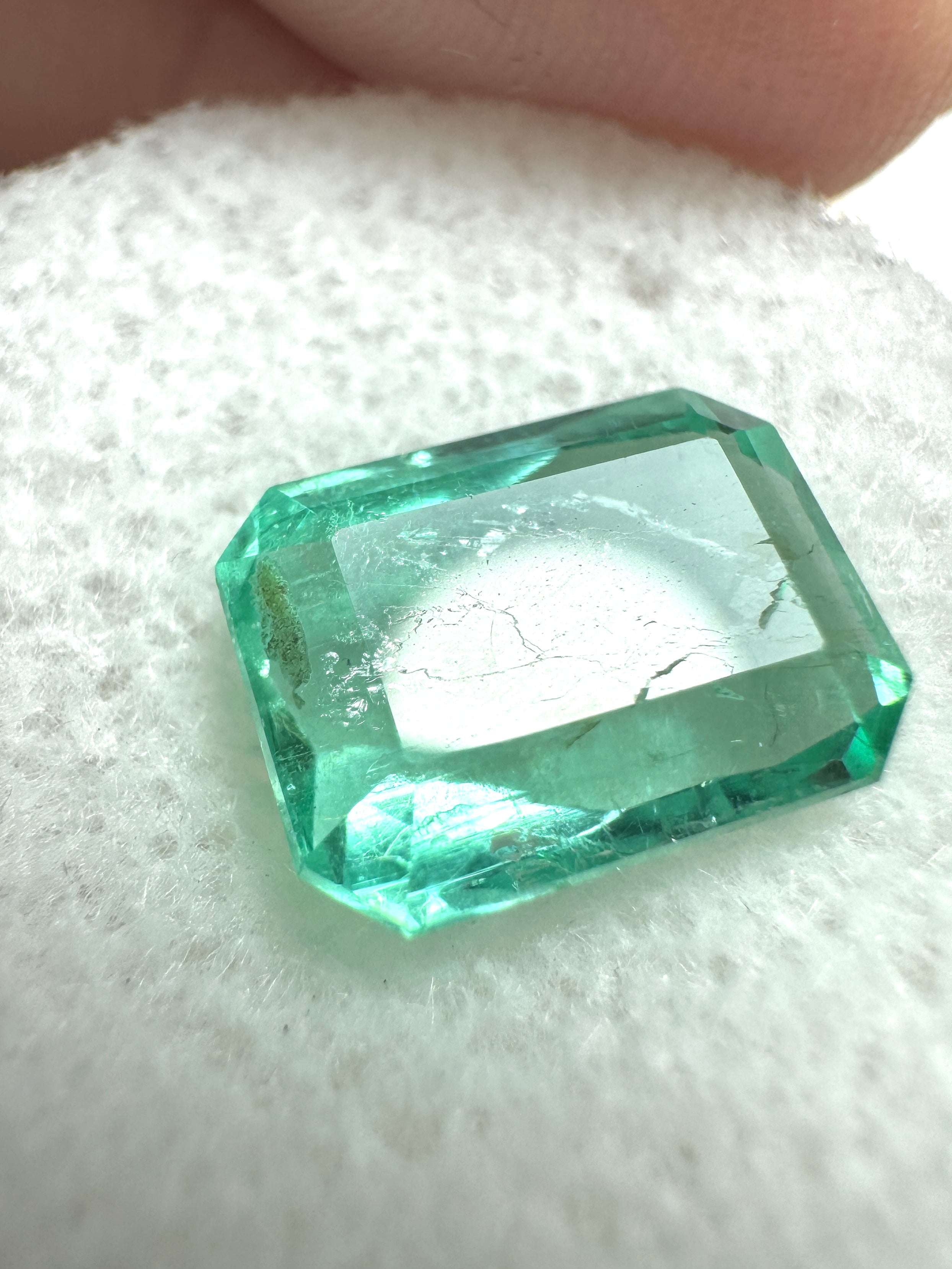 3.69 Carat Seafoam Green Natural Loose Colombian Emerald-Emerald Cut - JR Colombian Emeralds