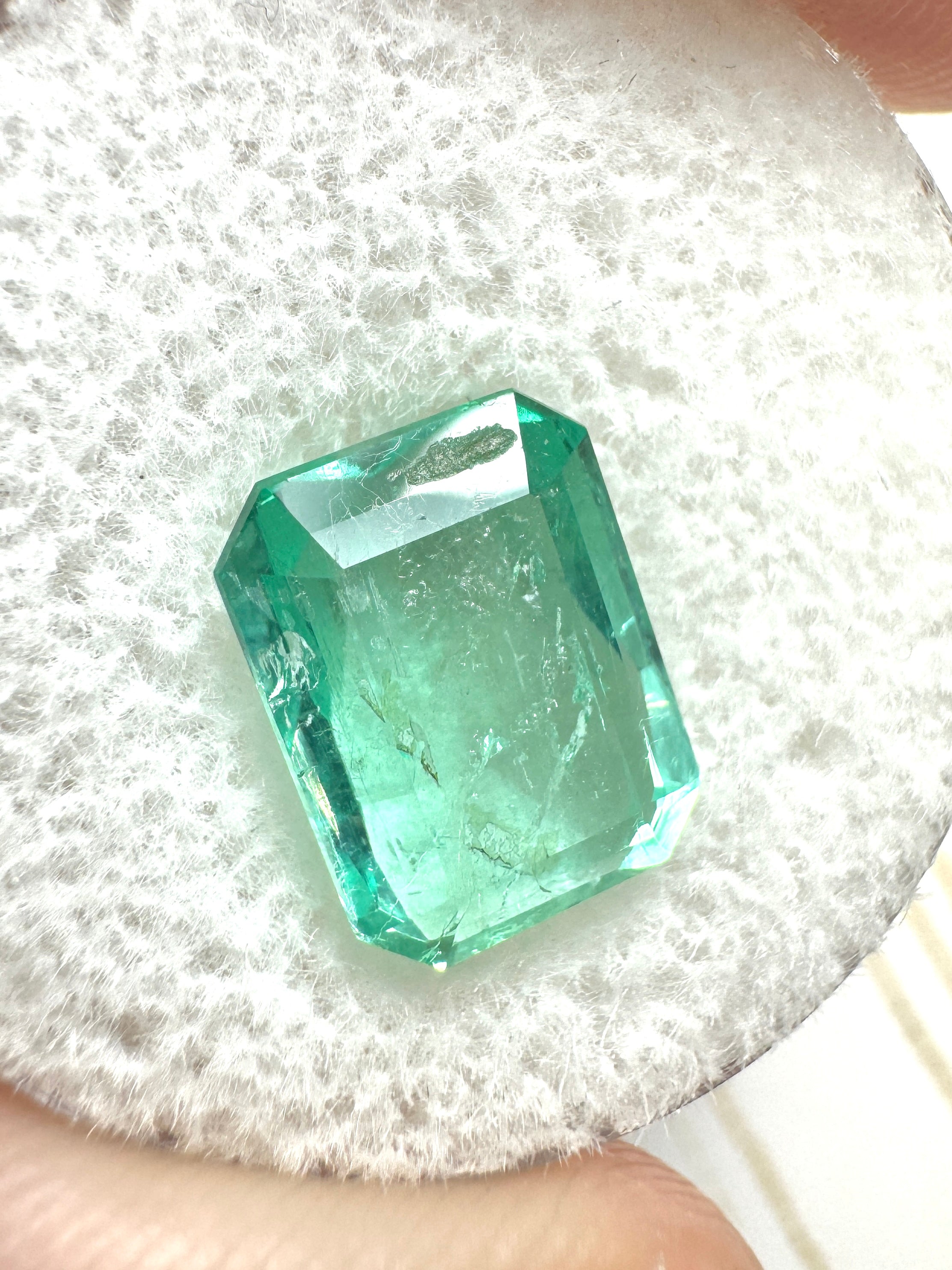 3.69 Carat Seafoam Green Natural Loose Colombian Emerald-Emerald Cut - JR Colombian Emeralds