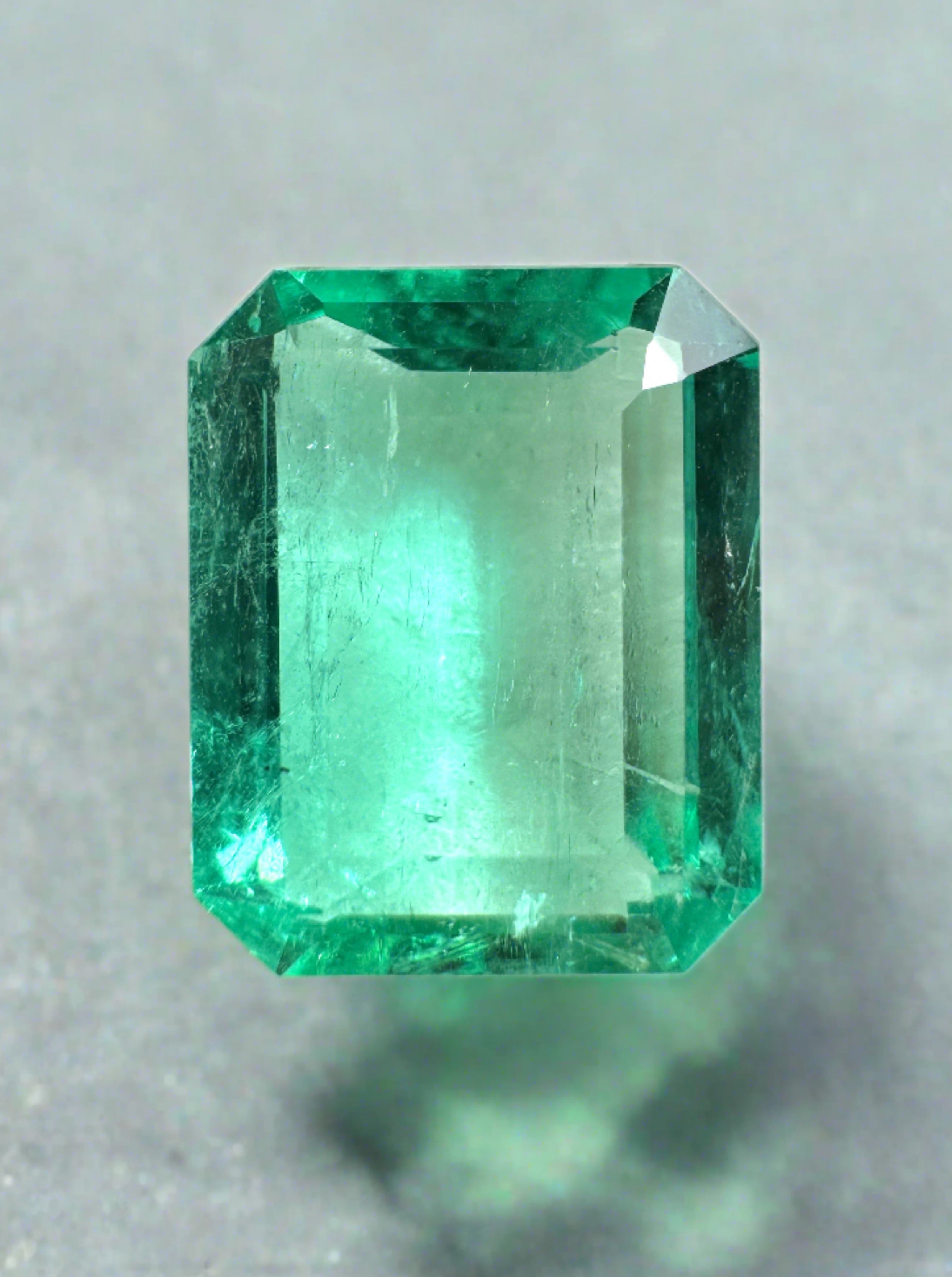 3.70 Carat 11x9 Spready Bluish Green Natural Loose Colombian Emerald-Classic Emerald Cut - JR Colombian Emeralds