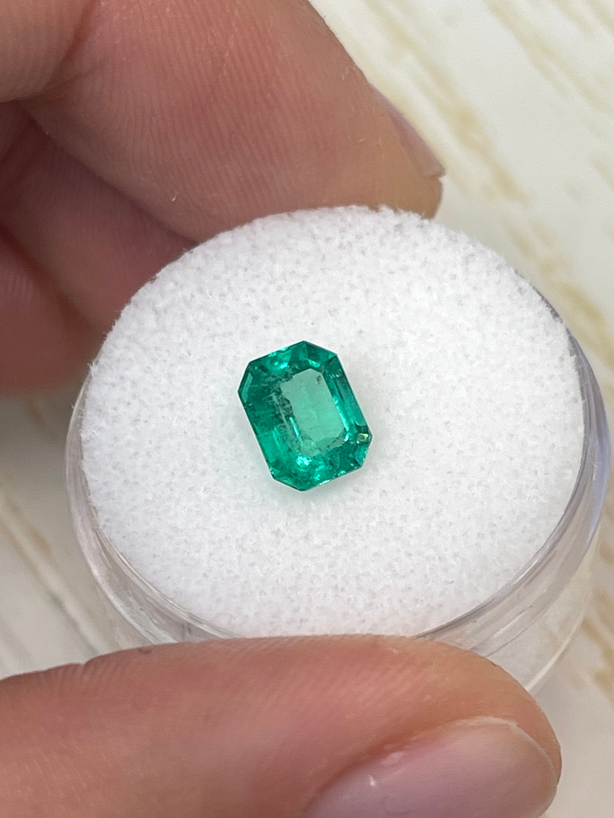 1.69 carat & 1.30 Carat 7.5x6 Bluish Green Loose Colombian Emeralds-Emerald Cut - JR Colombian Emeralds