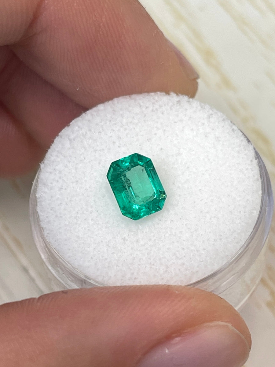 1.69 carat & 1.30 Carat 7.5x6 Bluish Green Loose Colombian Emeralds-Emerald Cut