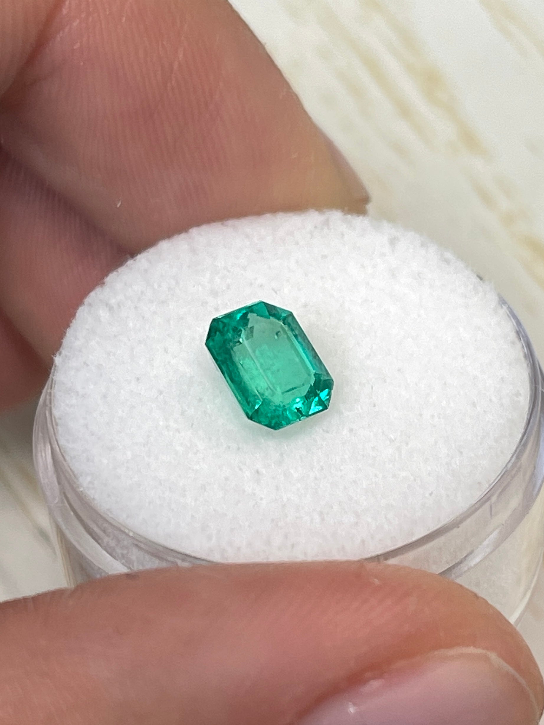 1.69 carat & 1.30 Carat 7.5x6 Bluish Green Loose Colombian Emeralds-Emerald Cut - JR Colombian Emeralds