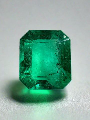 3.72 Carat 11x9 AAA+ Perfect Green Freckled Natural Loose Colombian- Emerald Cut