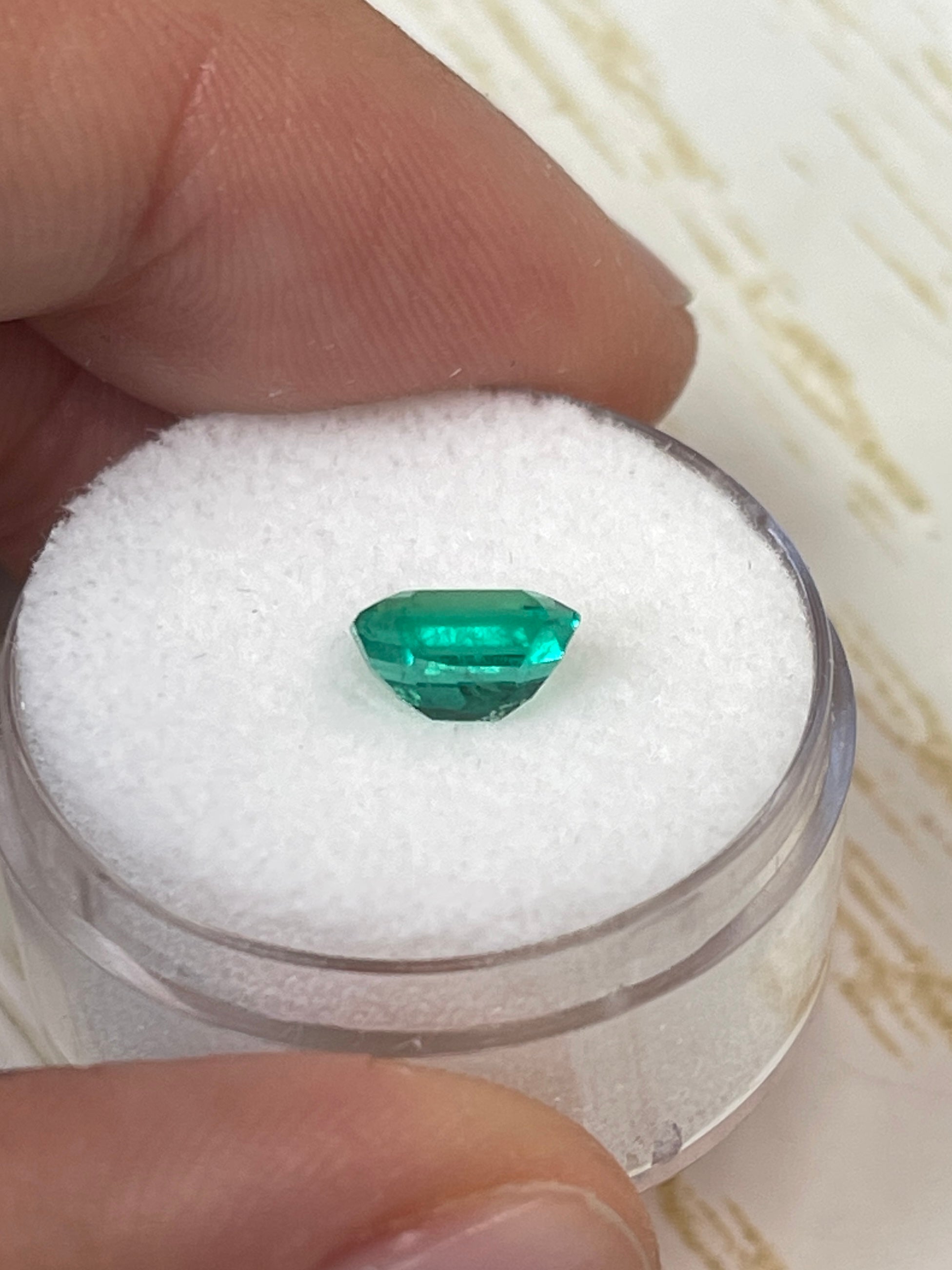 1.69 carat & 1.30 Carat 7.5x6 Bluish Green Loose Colombian Emeralds-Emerald Cut - JR Colombian Emeralds