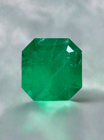 3.74 Carat 9.6x9.2 Forest Green Colombian Emerald-Asscher Cut with Clipped Corners