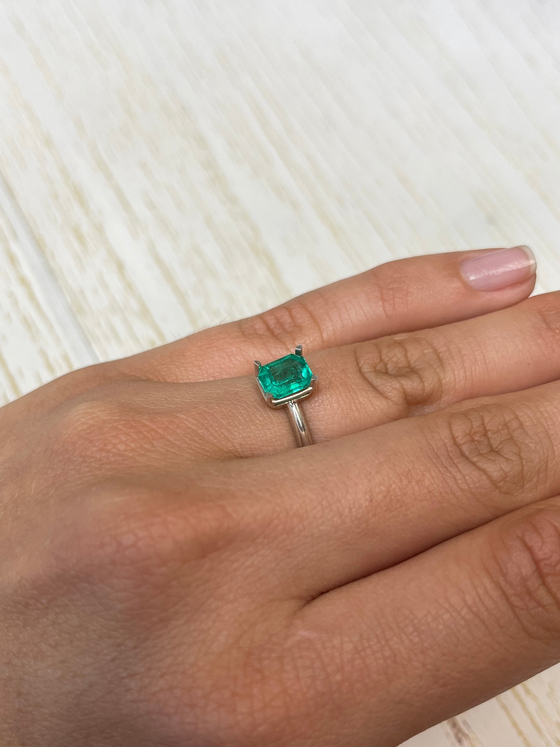 1.69 carat & 1.30 Carat 7.5x6 Bluish Green Loose Colombian Emeralds-Emerald Cut - JR Colombian Emeralds