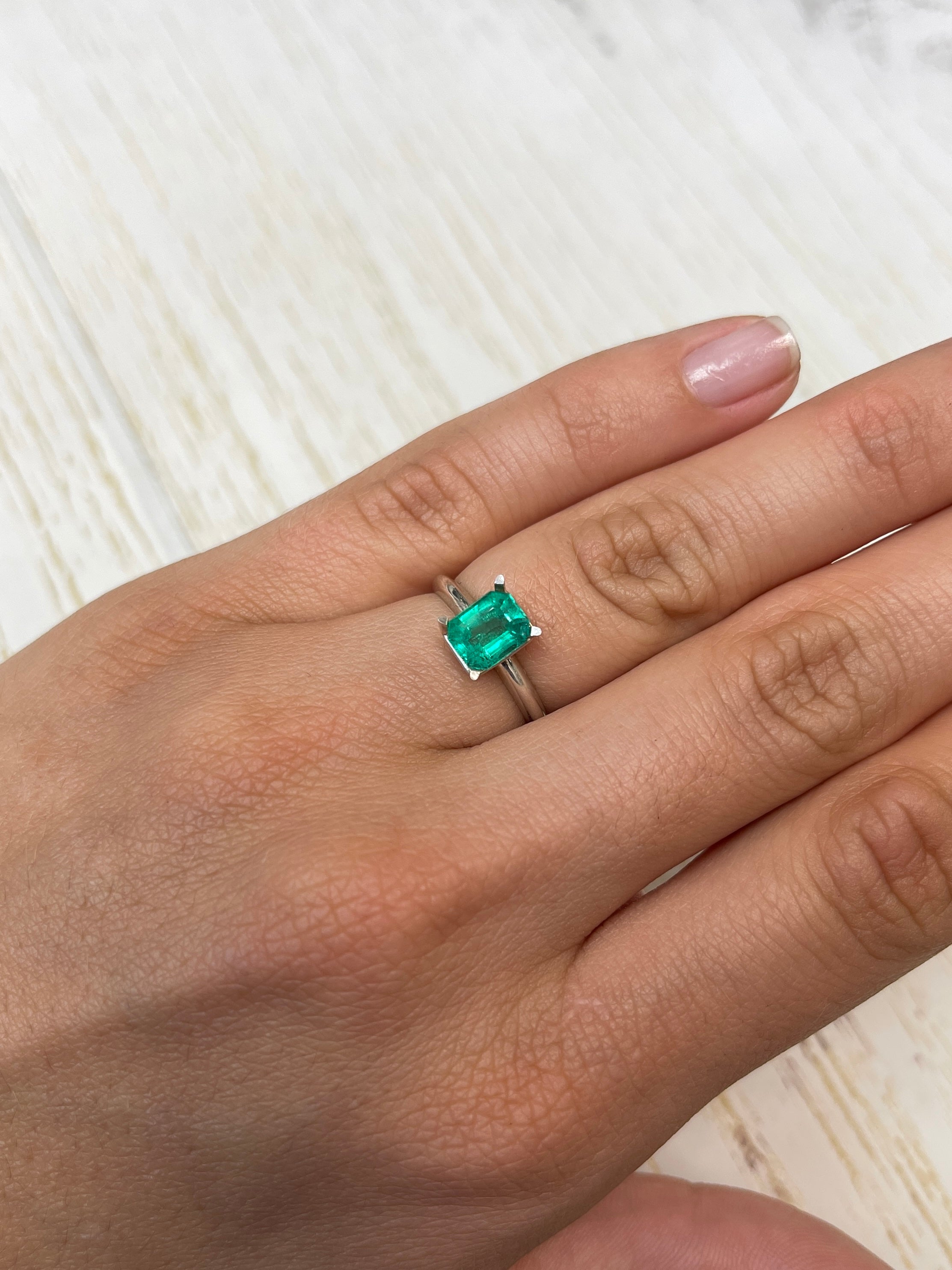 1.69 carat & 1.30 Carat 7.5x6 Bluish Green Loose Colombian Emeralds-Emerald Cut - JR Colombian Emeralds