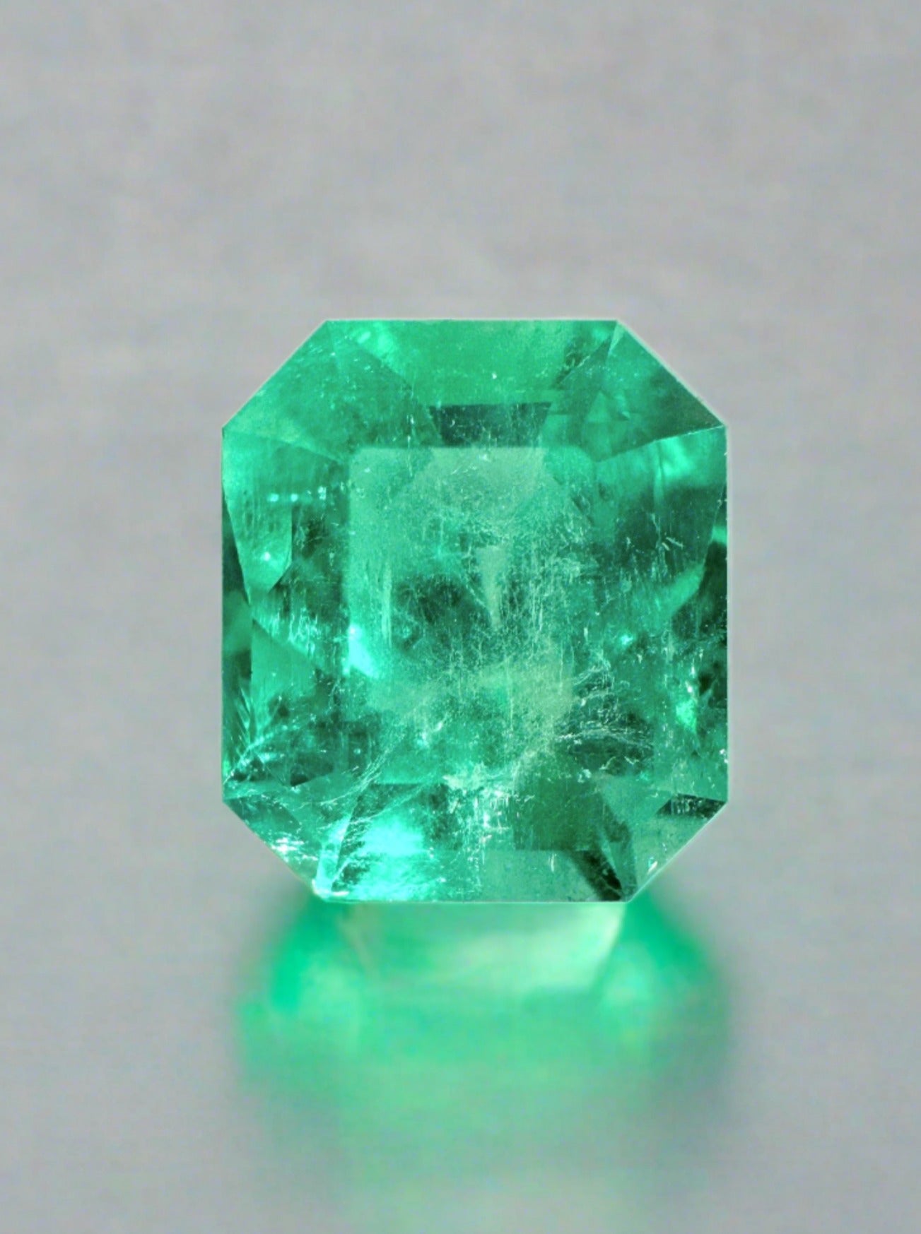 3.80 Carat 10x9 Glowing Green Natural Loose Colombian Emerald-Emerald Cut - JR Colombian Emeralds