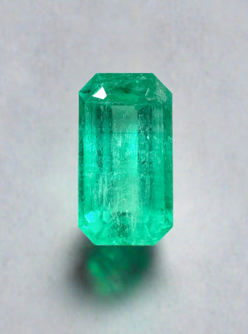 3.88 Carat 12.5x7 Bluish Green Elongated Emerald Cut