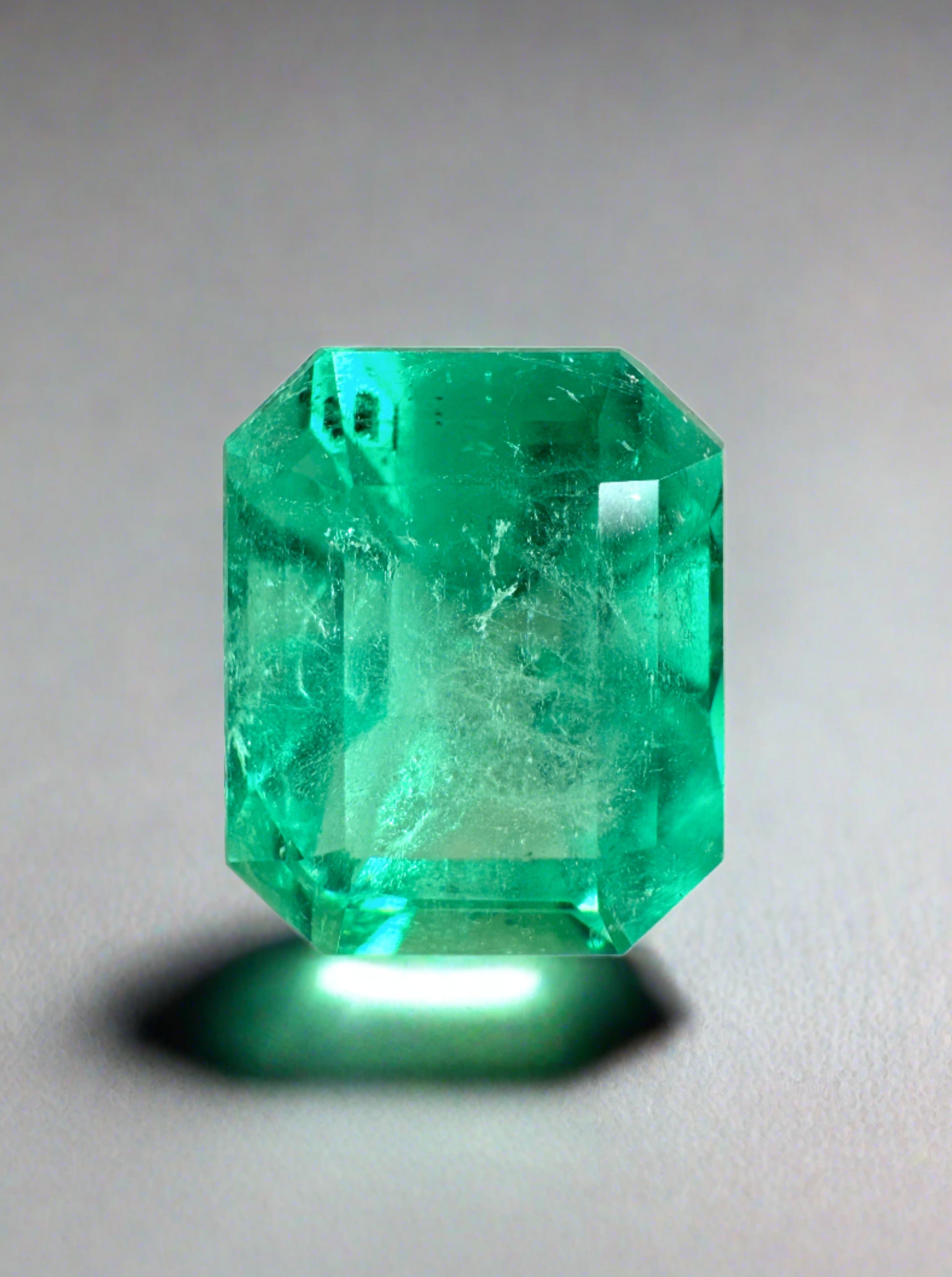 4.13 Carat 10x8 Vibrant Green Natural Loose Colombian Emerald-Classic Emerald Cut - JR Colombian Emeralds