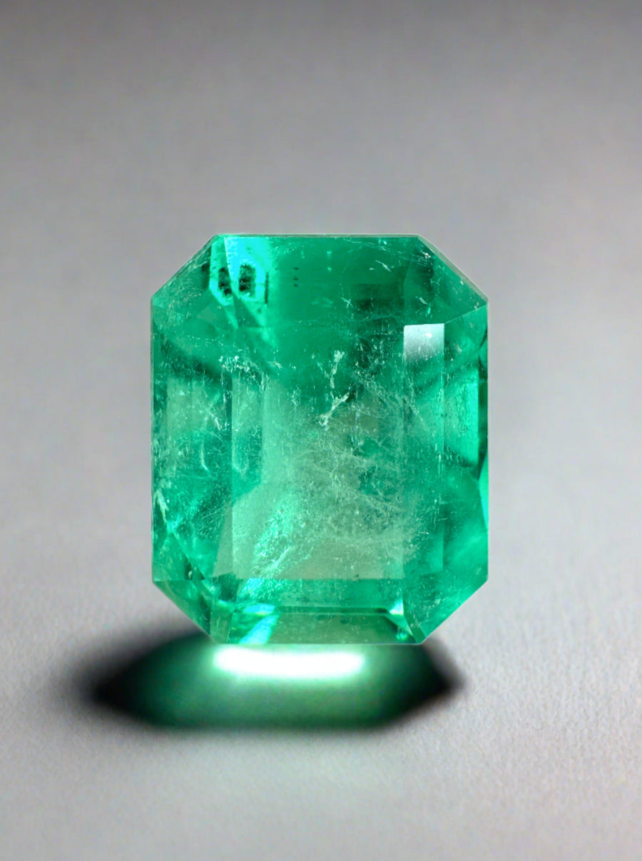 4.13 Carat 10x8 Vibrant Green Natural Loose Colombian Emerald-Classic Emerald Cut