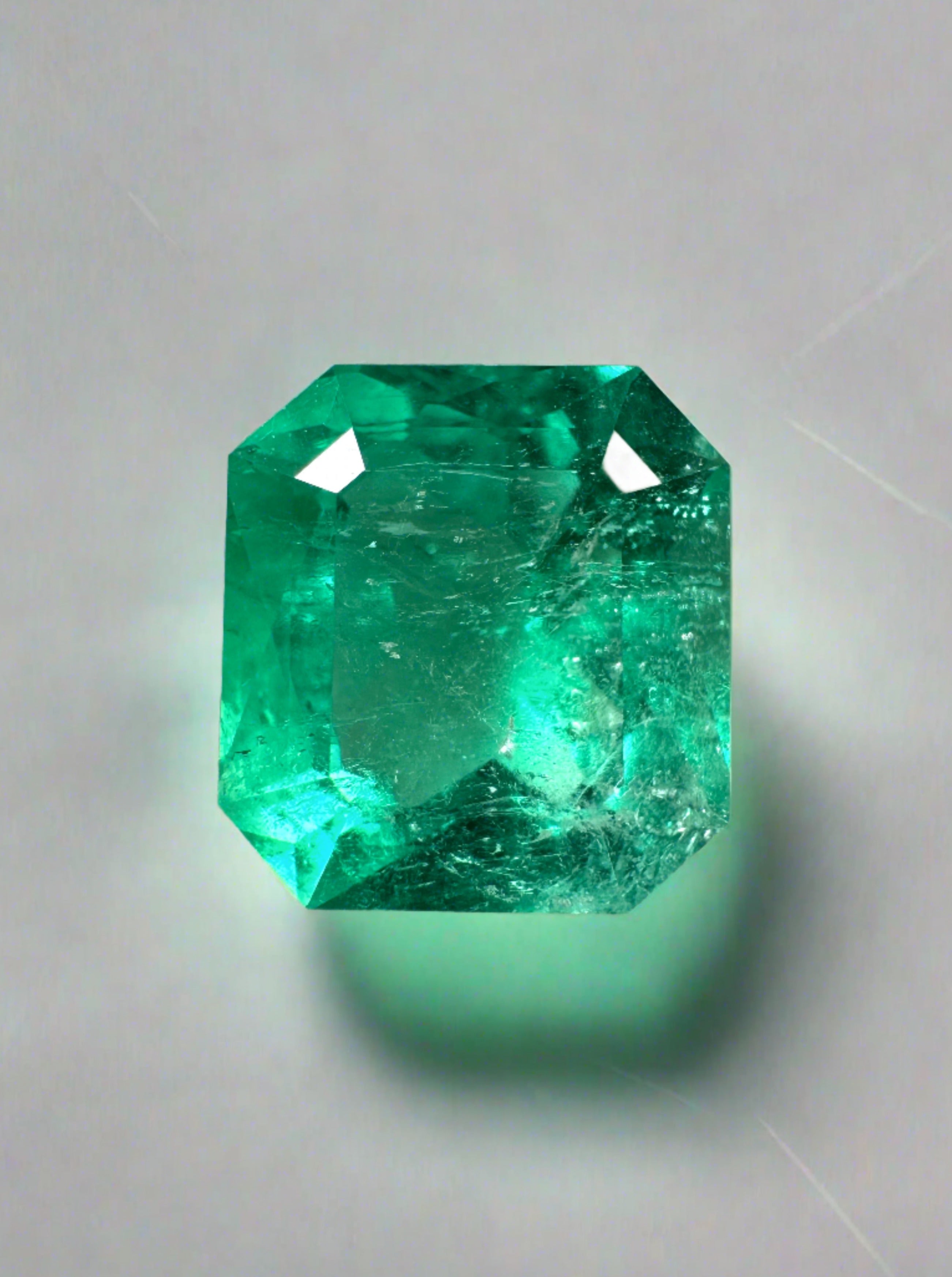 4.20 Carat 10x10 Vibrant Loose Colombian Emerald-Asscher Cut - JR Colombian Emeralds