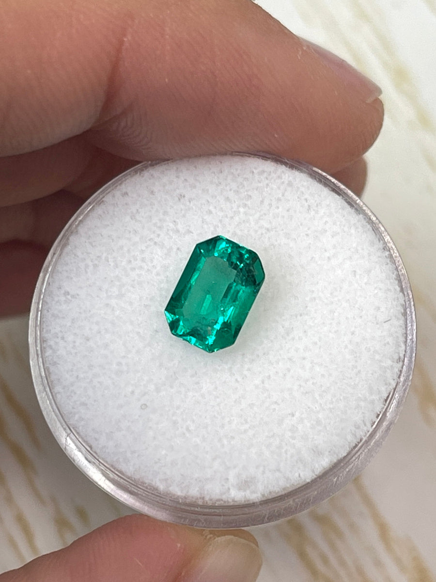 AAA+ Quality Loose Colombian Emerald - 1.32 Carat Emerald Cut, Muzo Green