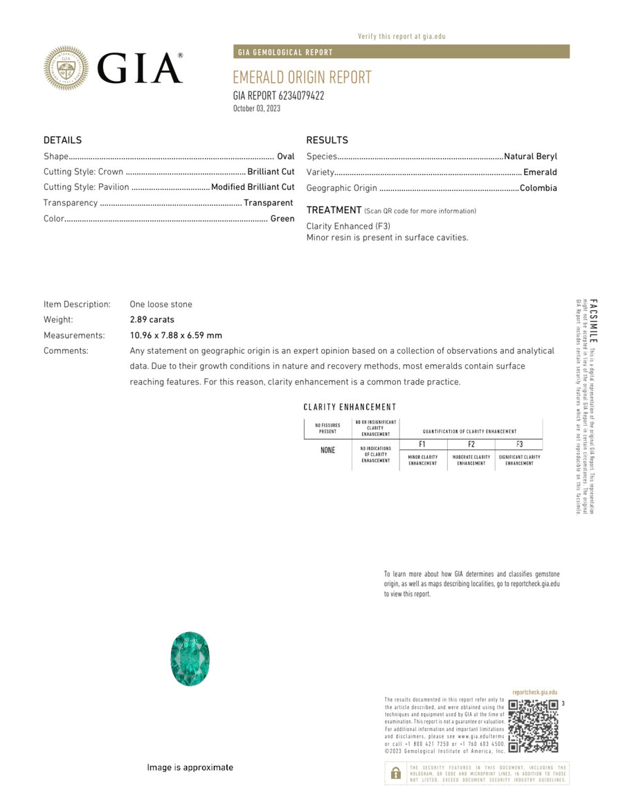 2.89 Carat GIA certified 11x8 AAA+ MUZO GREEN Loose Colombian Emerald-Oval Cut
