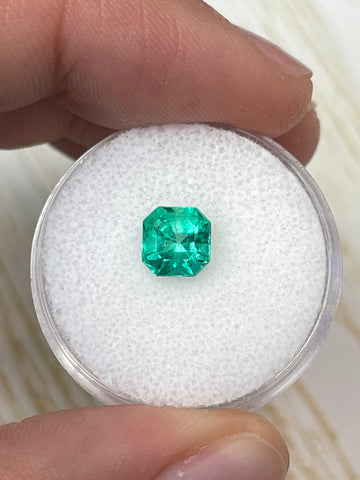 Unset Colombian Emerald: 1.36 Carat Asscher Cut Gem with Vivid Green Hue, 6.5x6.5mm