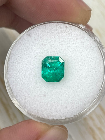A 1.38 Carat Colombian Emerald in an Emerald Cut with Stunning Vivid Green Hue