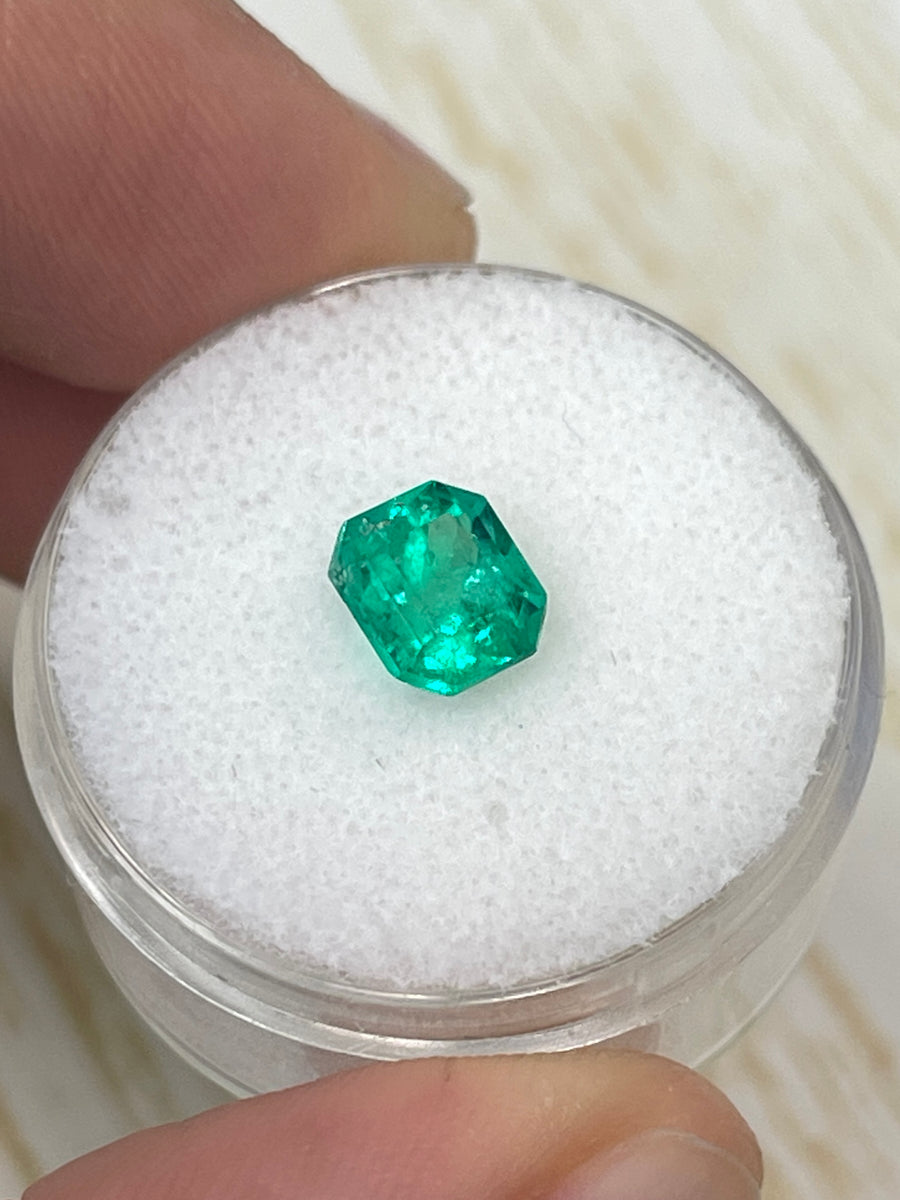 1.38 Carat Loose Colombian Emerald with an Emerald Cut and Rich Green Coloration