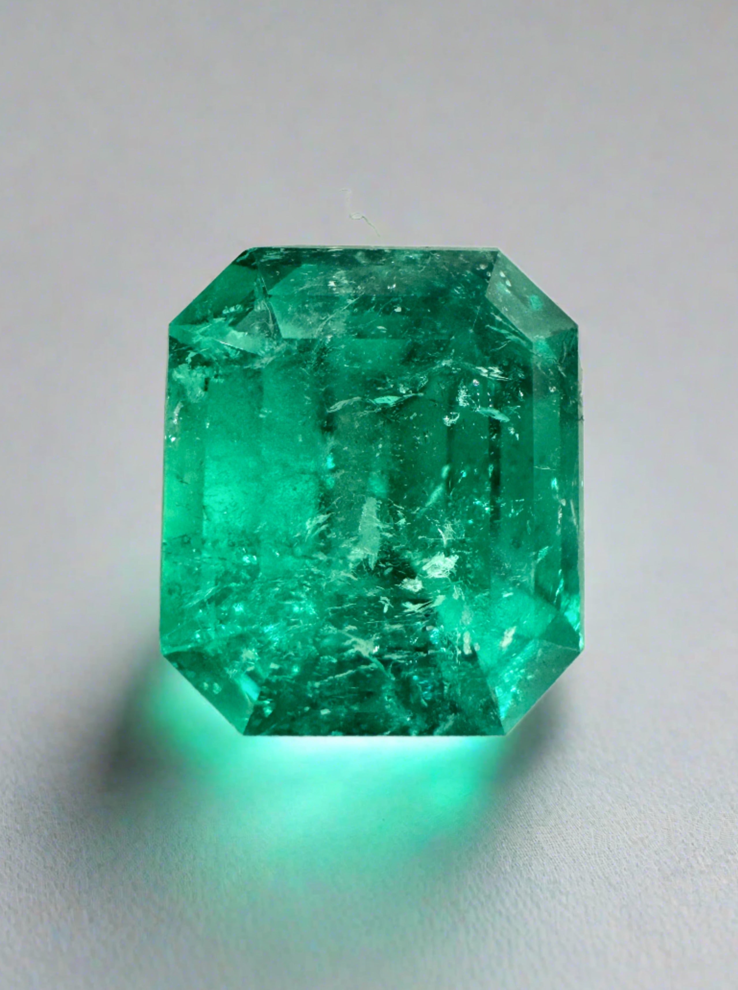 4.26 Carat 10x9 Vivid Green Natural Loose Colombian Emerald-Emerald Cut - JR Colombian Emeralds