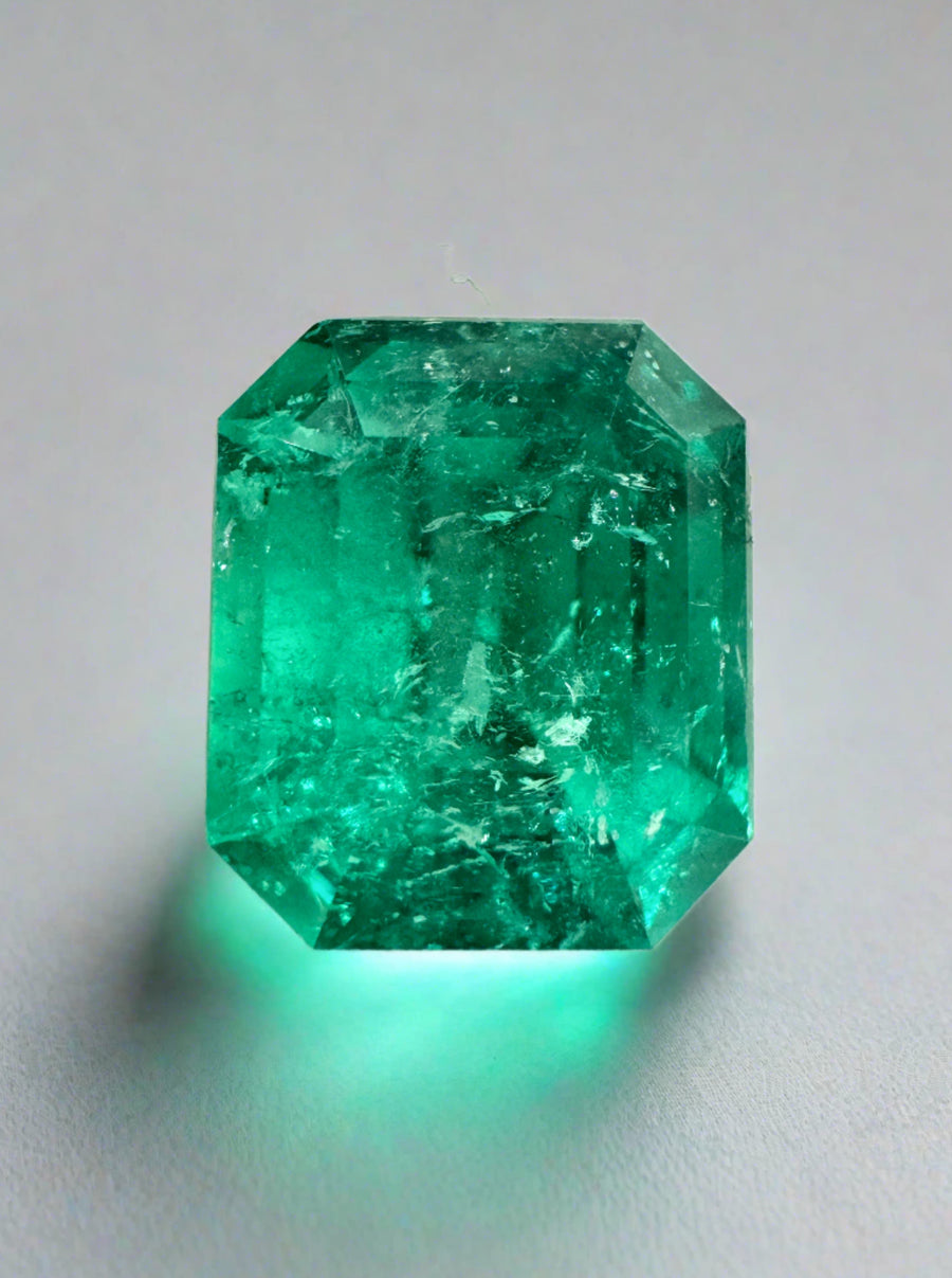 4.26 Carat 10x9 Vivid Green Natural Loose Colombian Emerald-Emerald Cut