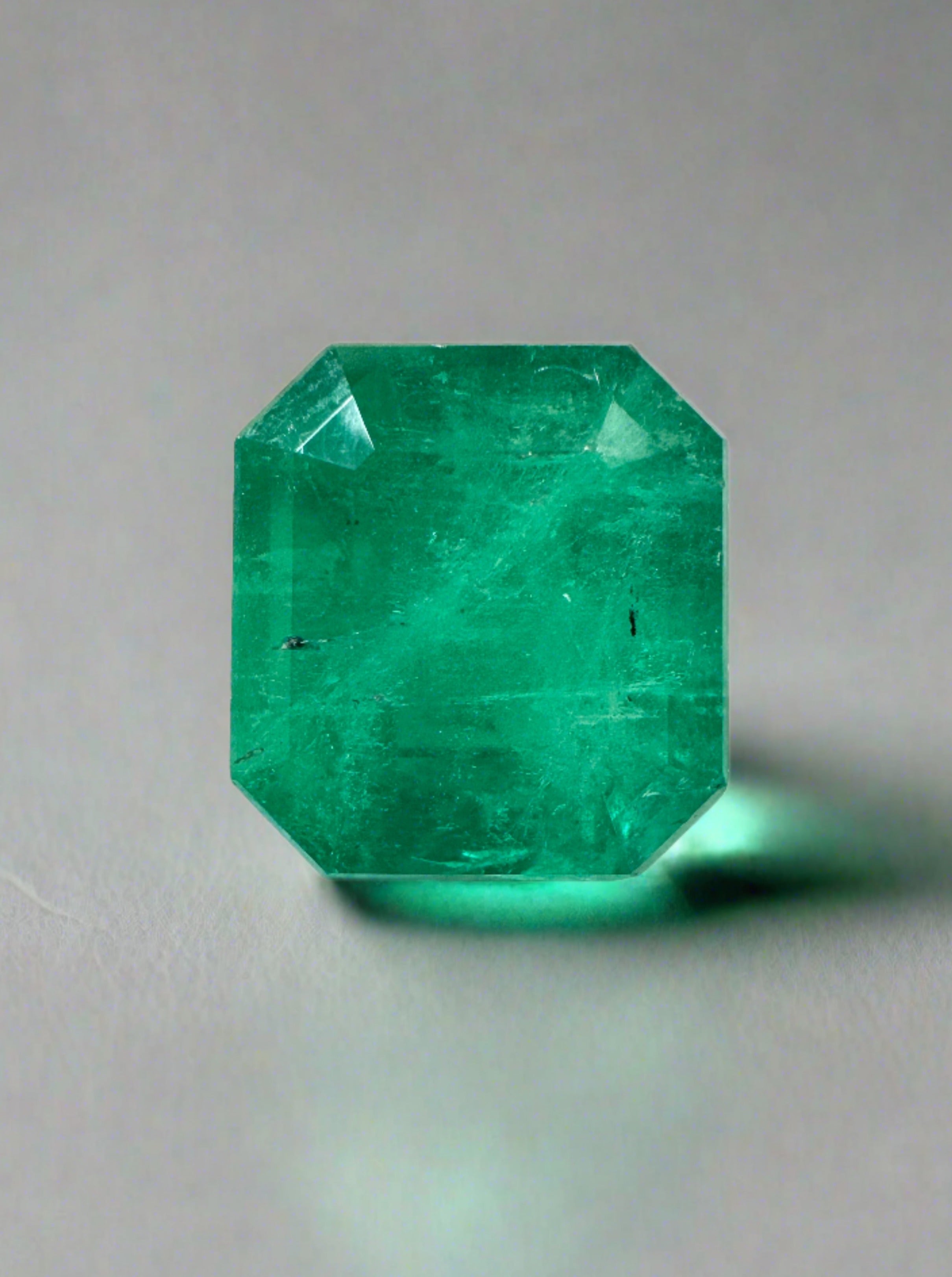 4.34 Carat 9.5x9 Forest Green Colombian Emerald-Asscher Cut - JR Colombian Emeralds