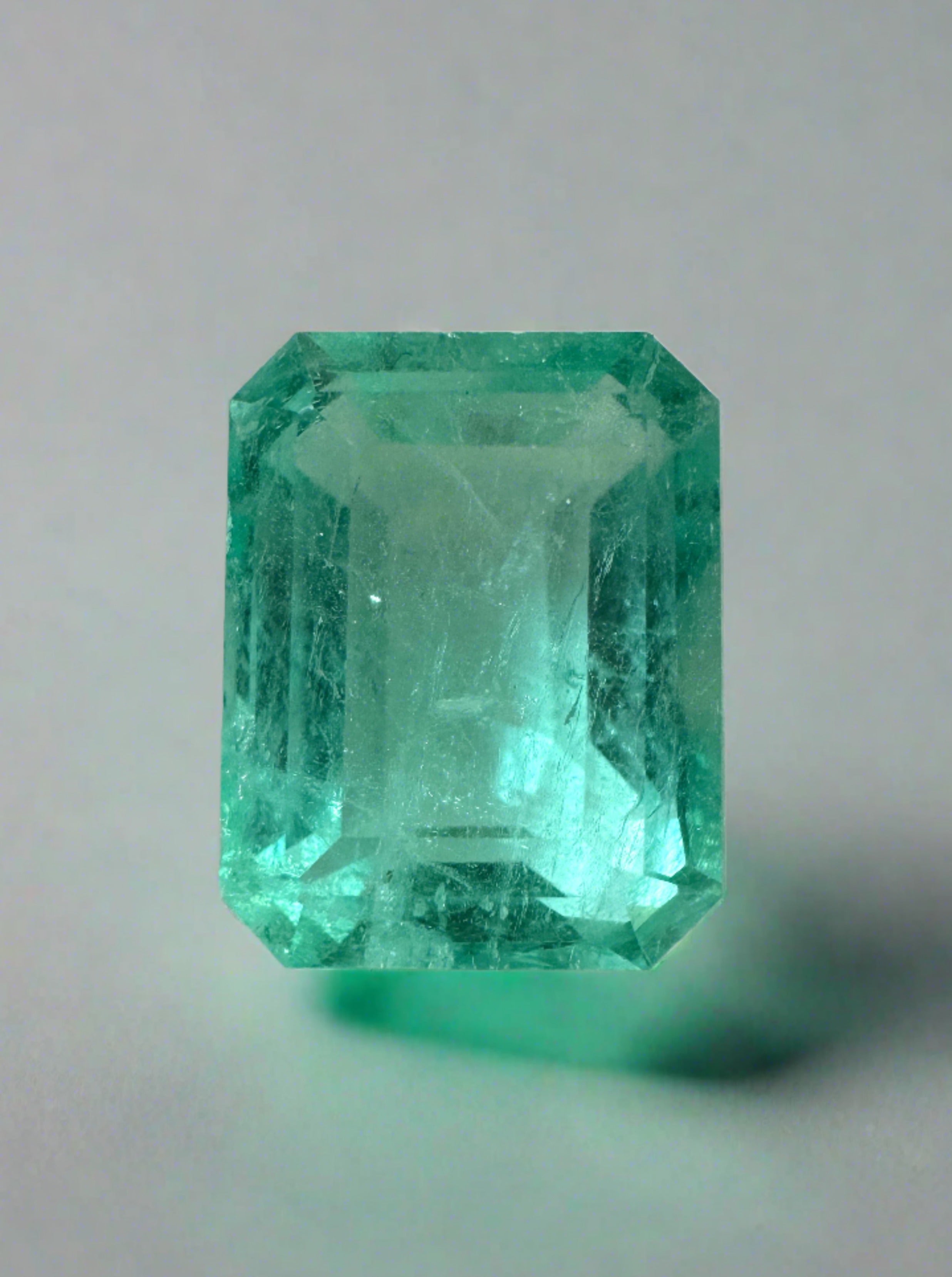 4.37 Carat 11x9 Pastel Green Natural Loose Colombian Emerald-Classic Emerald Cut - JR Colombian Emeralds